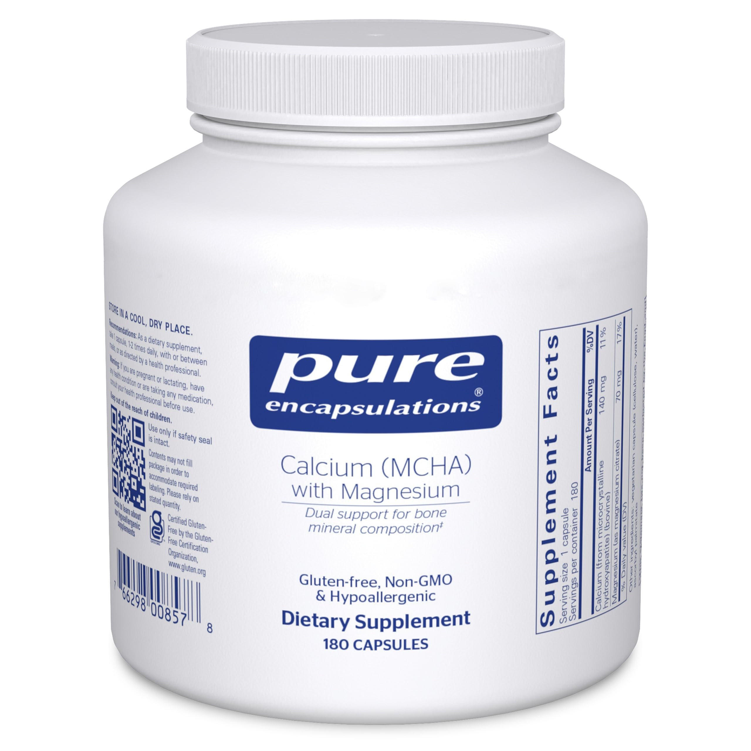 Pure Encapsulations Calcium with Magnesium 140mg 90 capsules front view