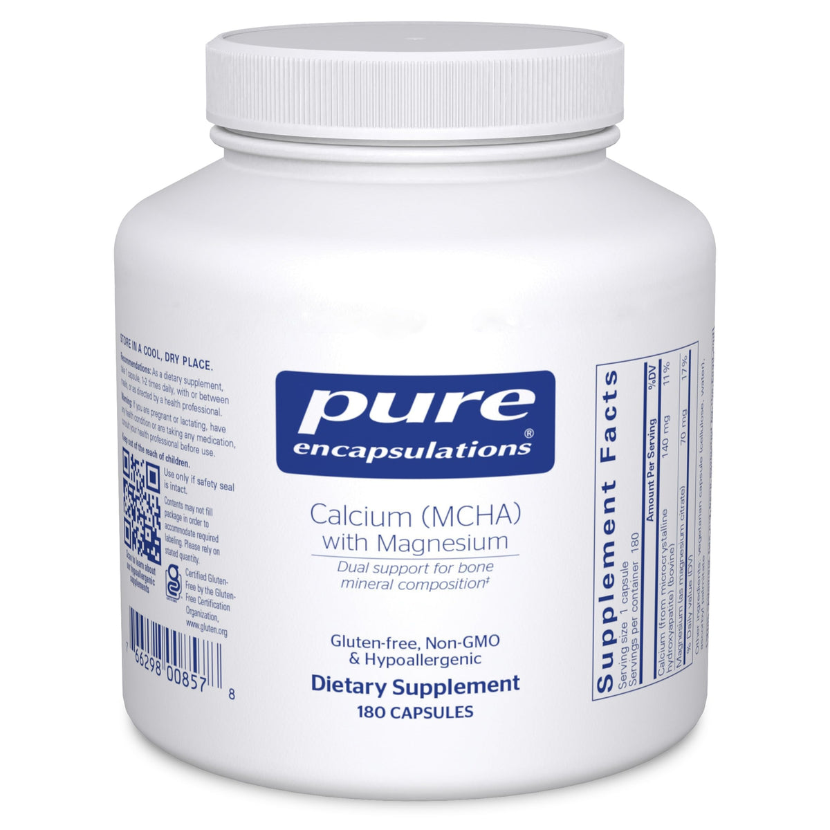 Pure Encapsulations Calcium with Magnesium 140mg 90 capsules front view