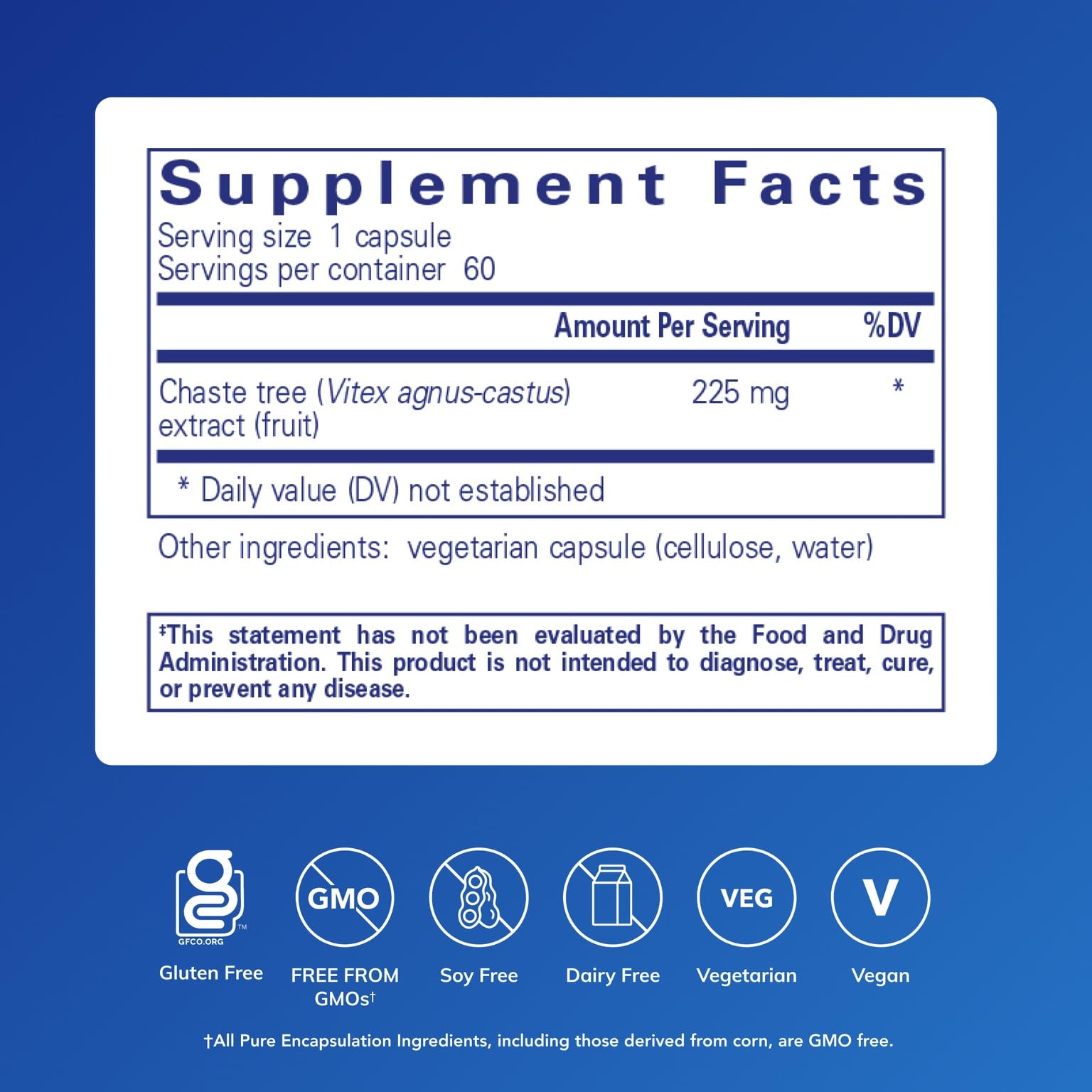 Pure Encapsulations Chaste Tree 225 mg capsules side view