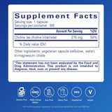 Pure Encapsulations Choline Bitartrate 275mg vegan capsules side view