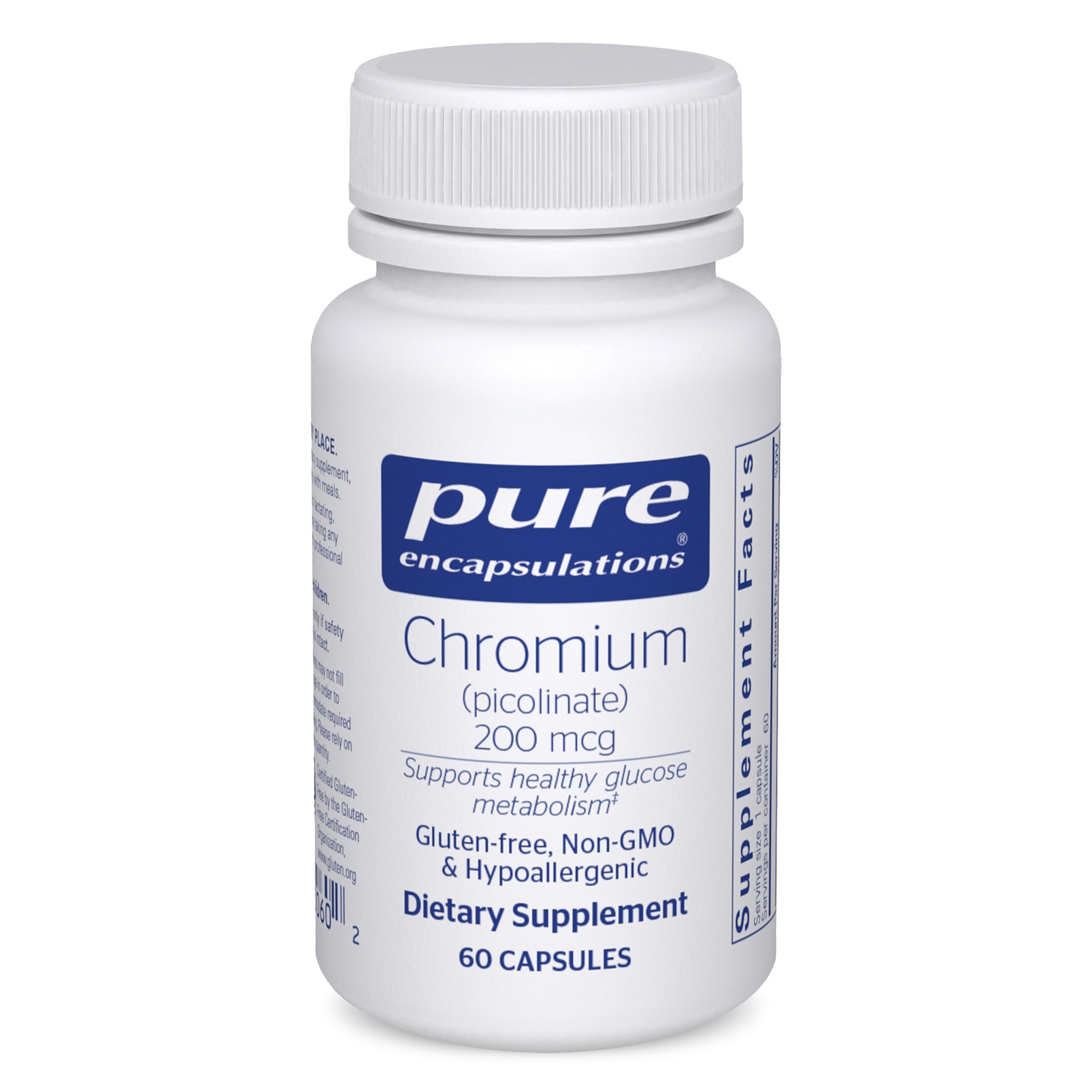Pure Encapsulations Chromium Picolinate 200 mcg supplement front view