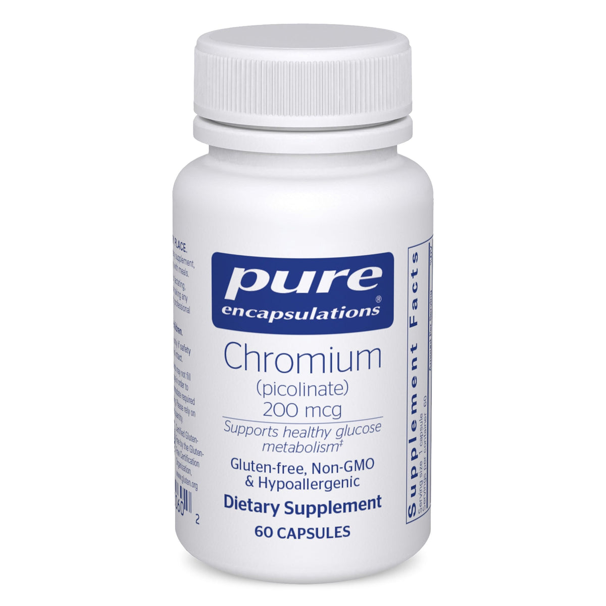 Pure Encapsulations Chromium Picolinate 200 mcg supplement front view