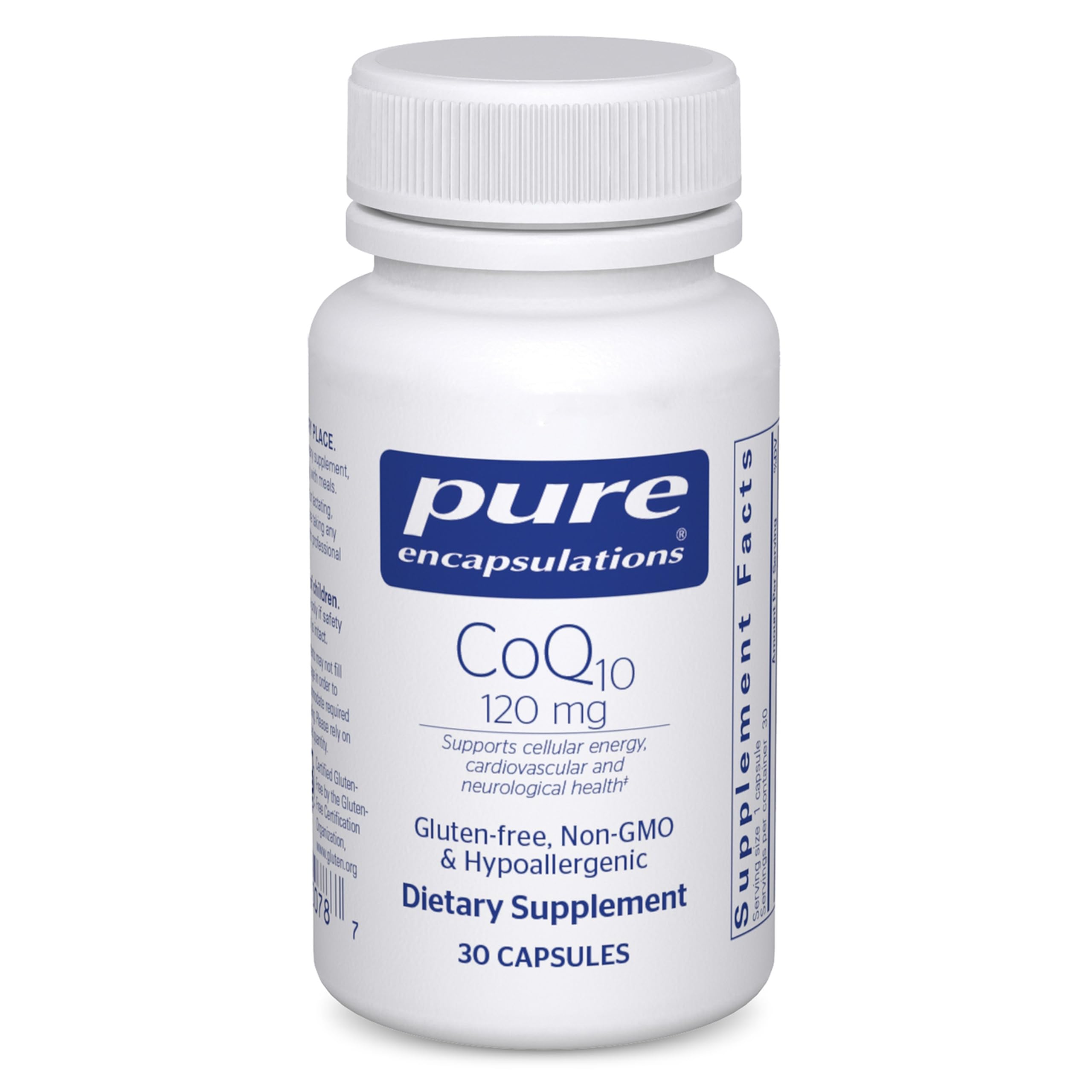 Pure Encapsulations CoQ10 120mg 30 Vegetarian Capsules front view