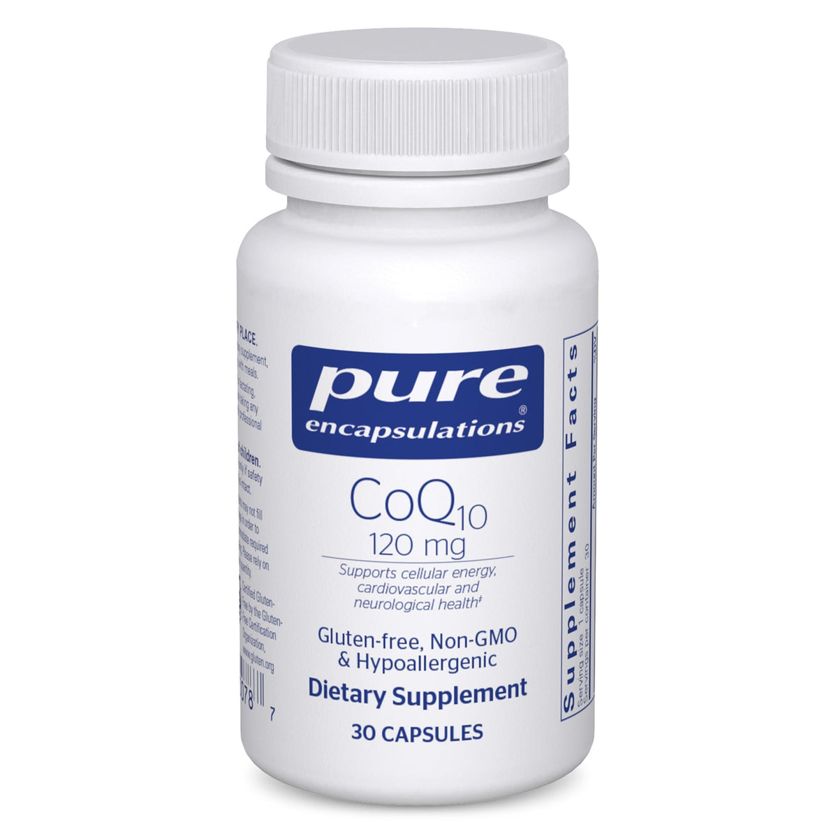 Pure Encapsulations CoQ10 120mg 30 Vegetarian Capsules front view