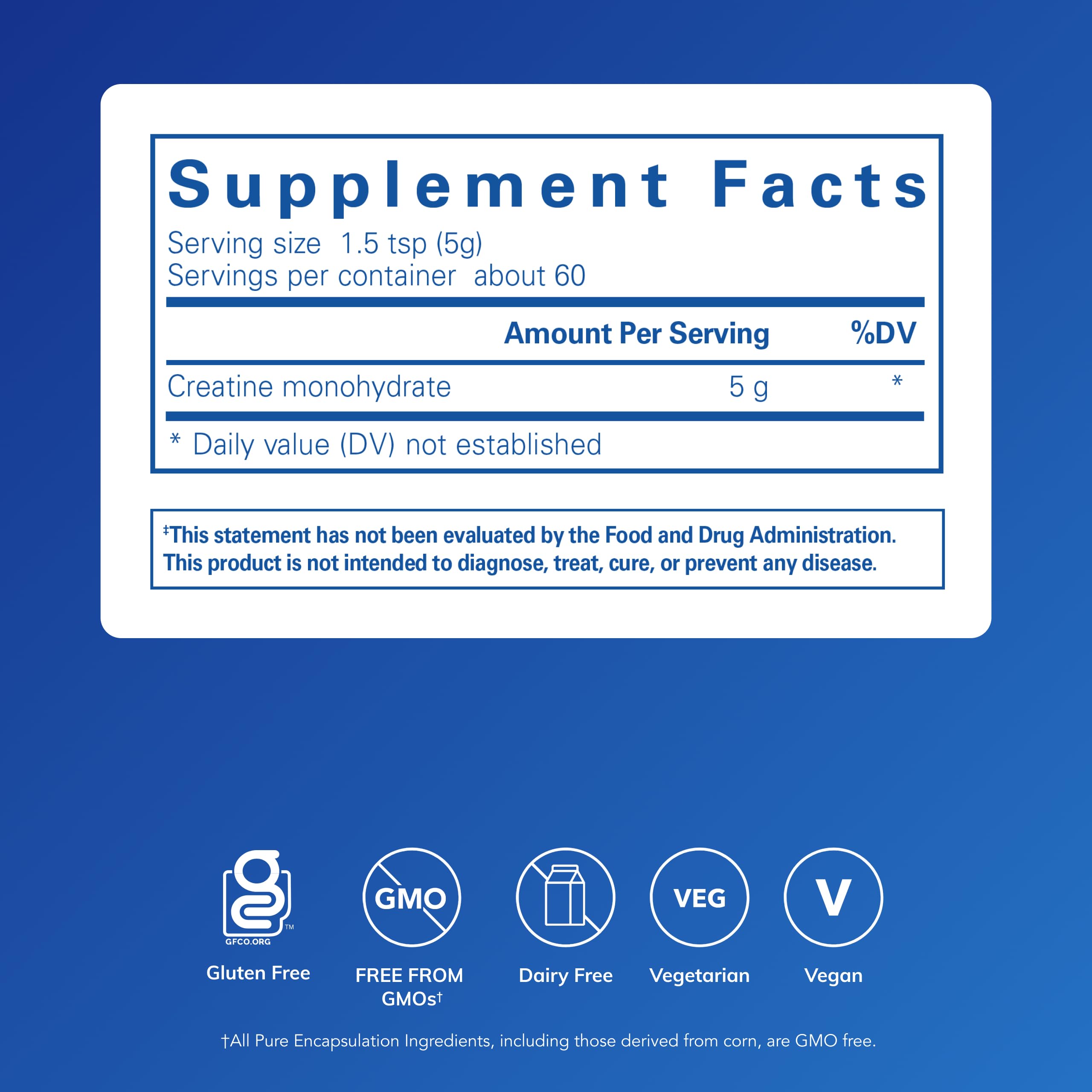 Pure Encapsulations Creatine Muscle Supplement 5g Powder packaging