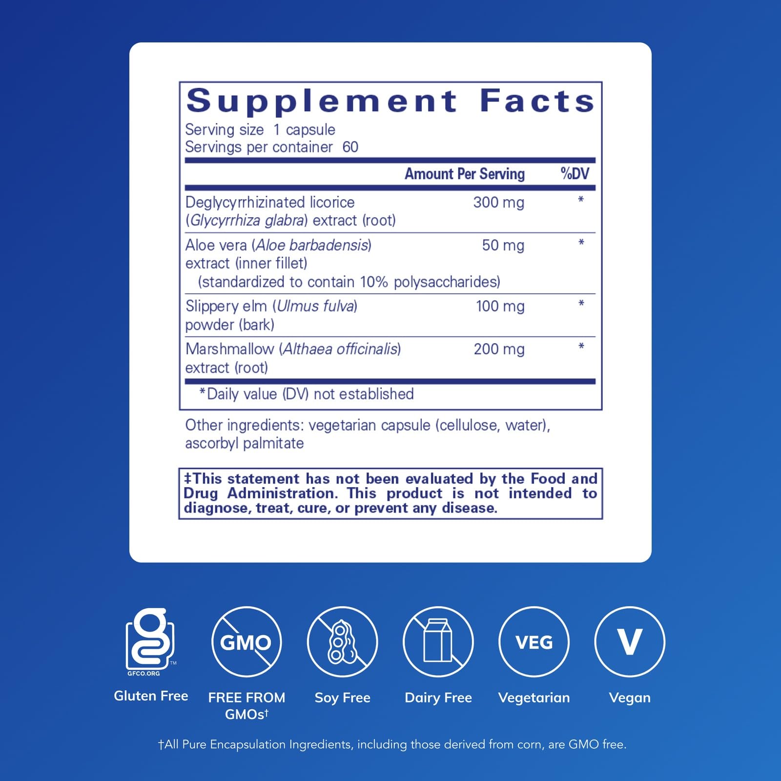 Pure Encapsulations DGL Plus Licorice Root 300mg side view