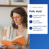 Pure Encapsulations Folic Acid 800 mcg supplement capsules close-up