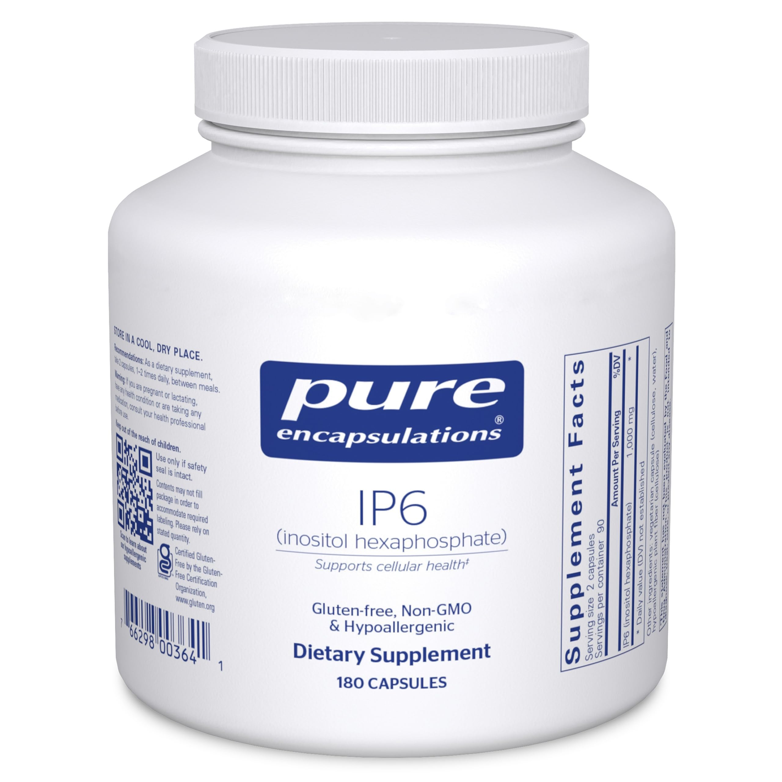 Pure Encapsulations IP6 Inositol Hexaphosphate 1000mg front view