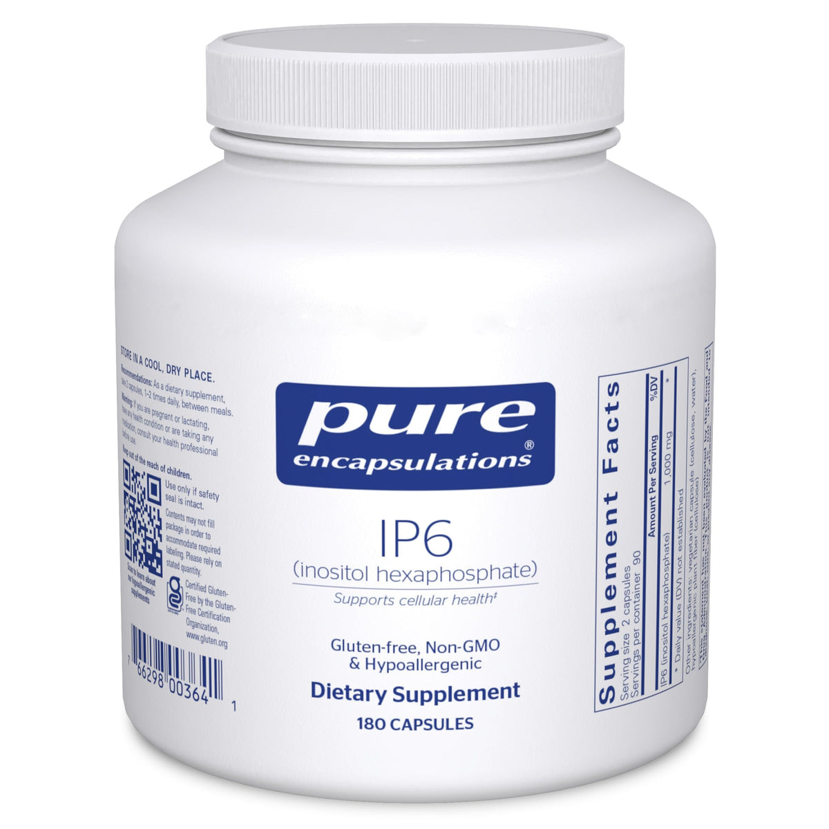 Pure Encapsulations IP6 Inositol Hexaphosphate 1000mg front view