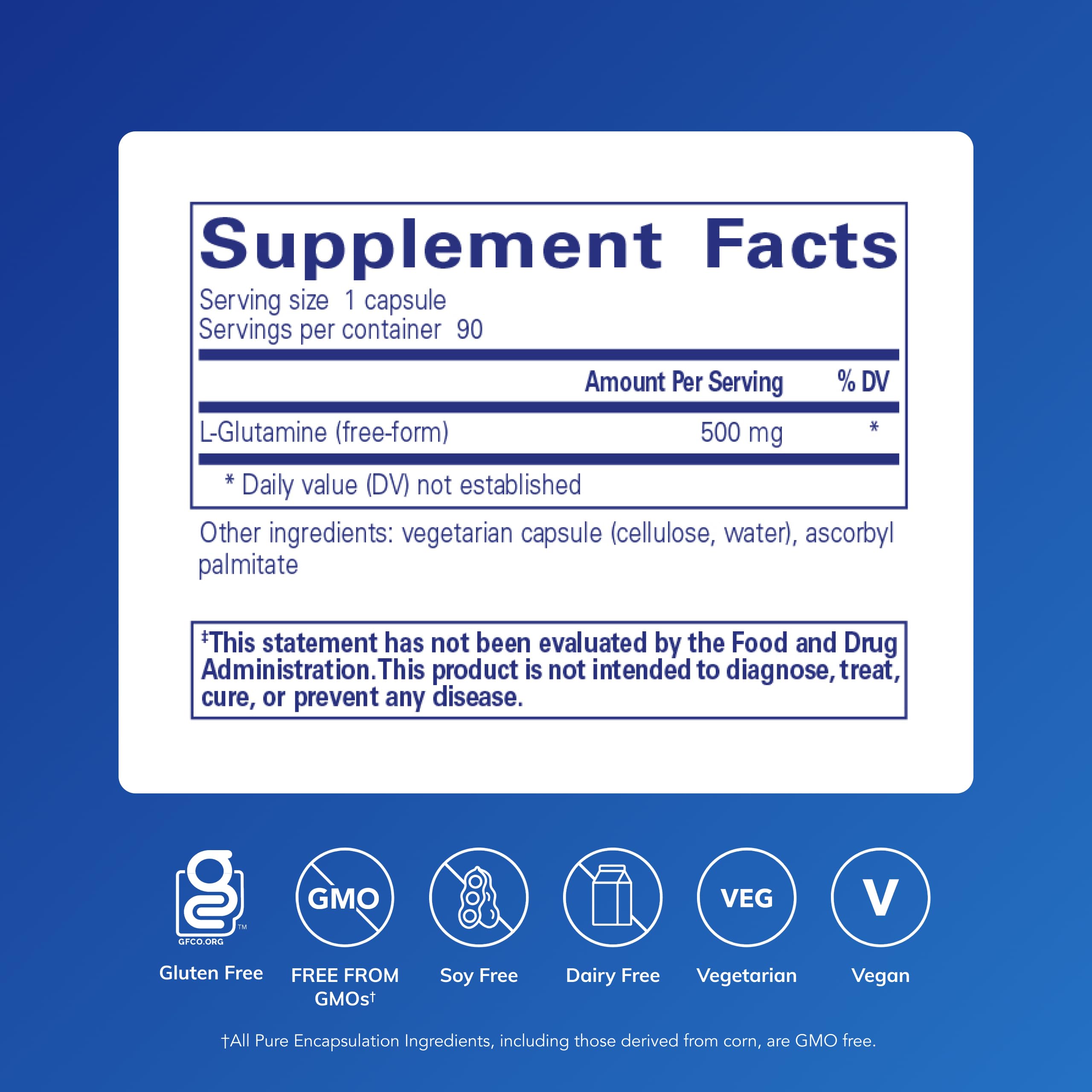 Pure Encapsulations L-Glutamine Powder 500mg side view