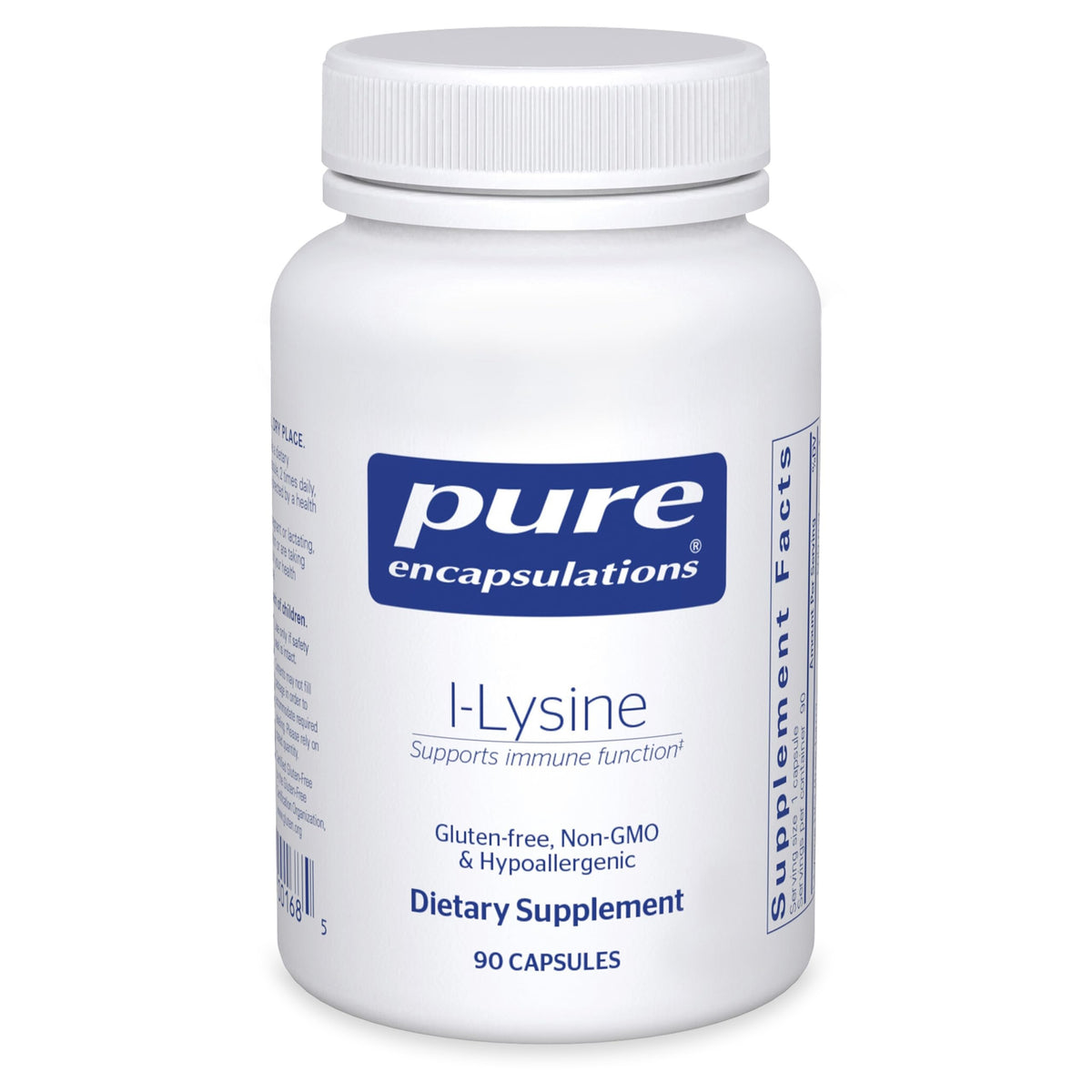 Pure Encapsulations L-Lysine 500mg capsules front view