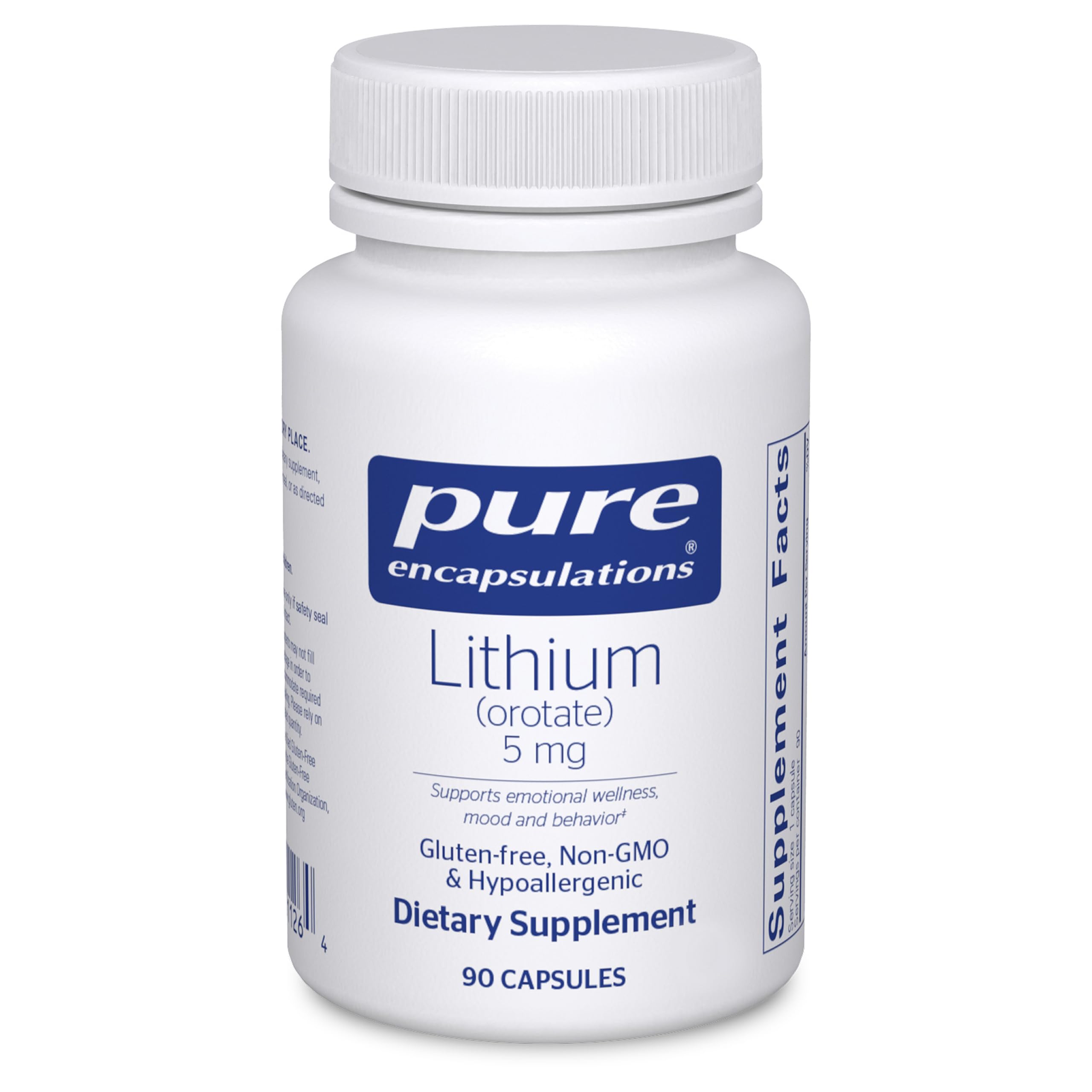 Pure Encapsulations Lithium Orotate Blend 5mg capsules front view