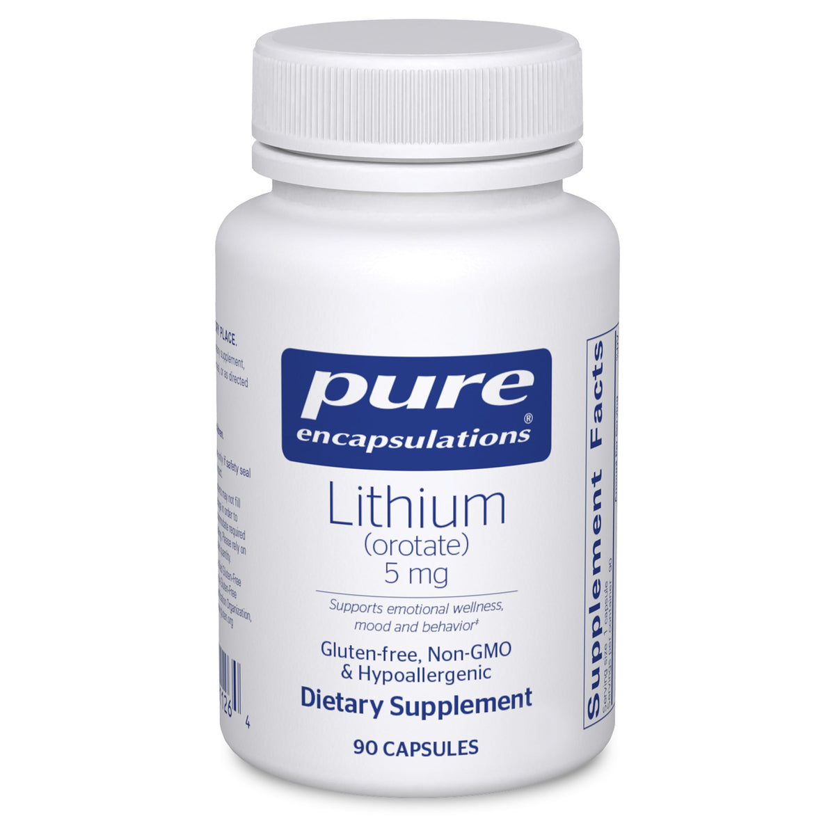Pure Encapsulations Lithium Orotate Blend 5mg capsules front view