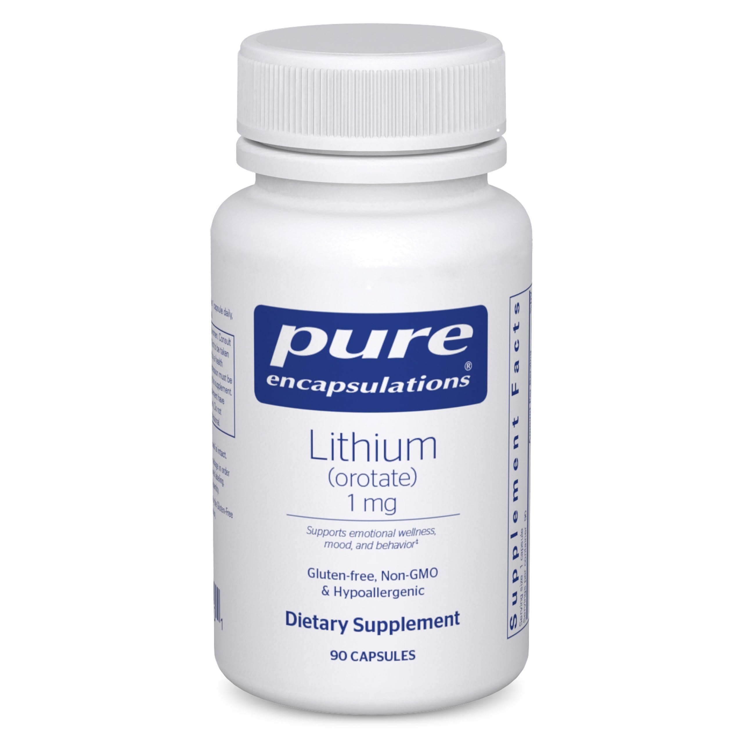 Pure Encapsulations Lithium Orotate Capsules 1mg front view