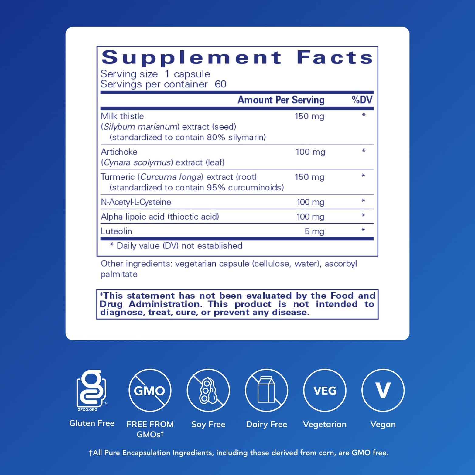 Pure Encapsulations LVR Formula supplement bottle side view