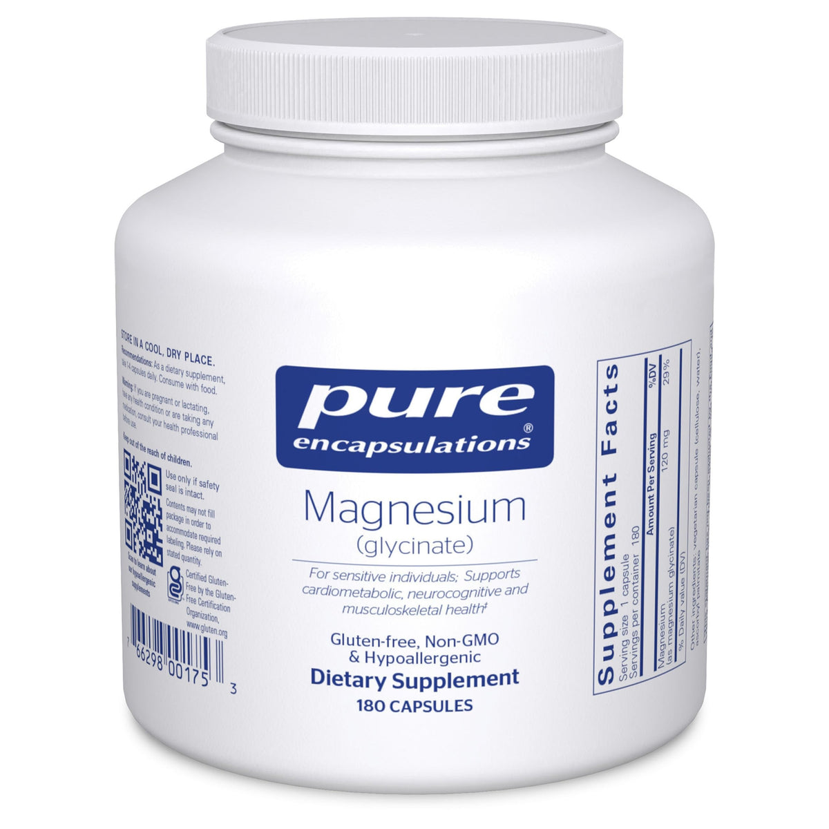 Pure Encapsulations Magnesium Glycinate Capsules 120mg front view