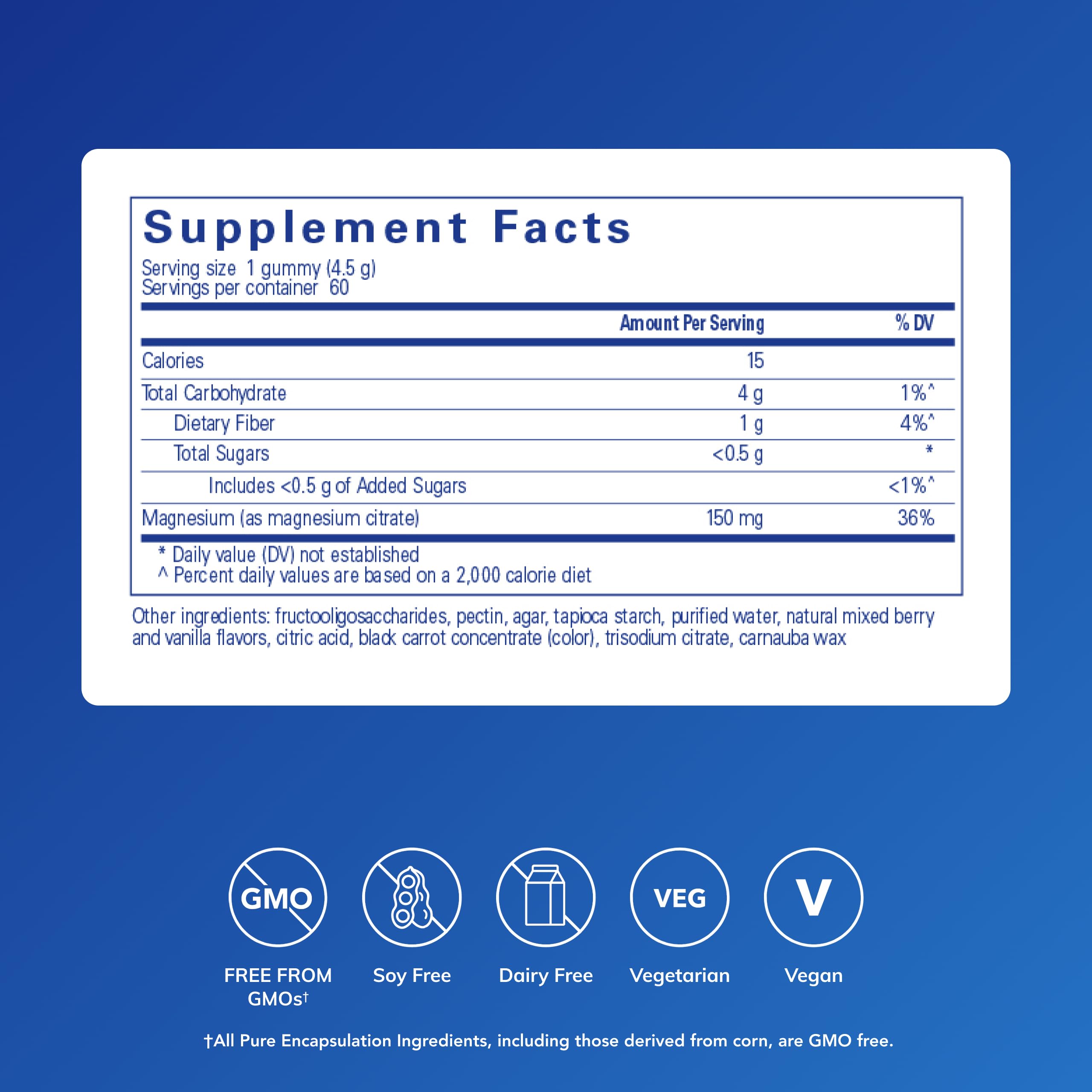 Pure Encapsulations Magnesium Gummy berry vanilla flavour close-up