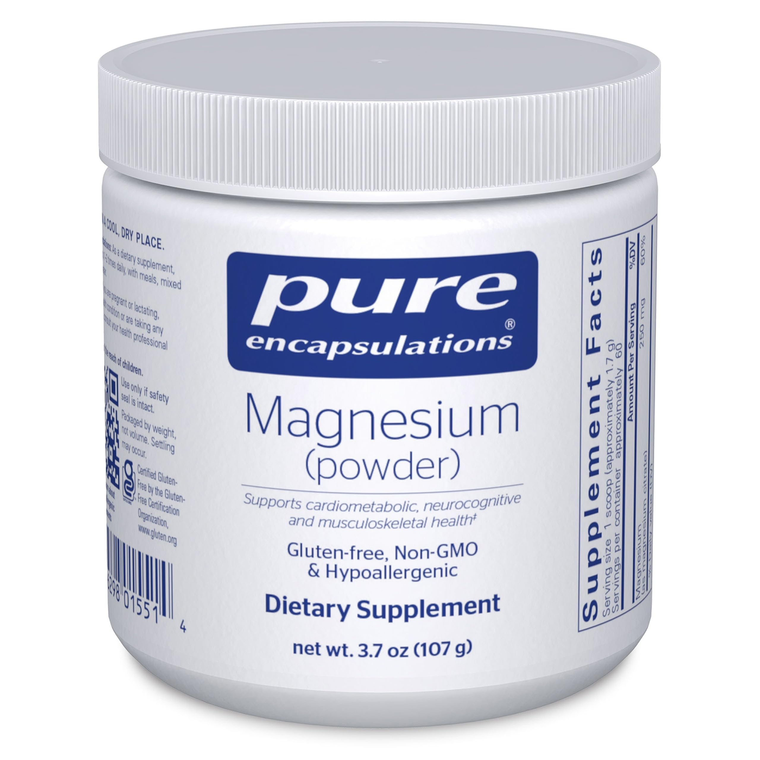 Pure Encapsulations Magnesium Powder 250mg front view