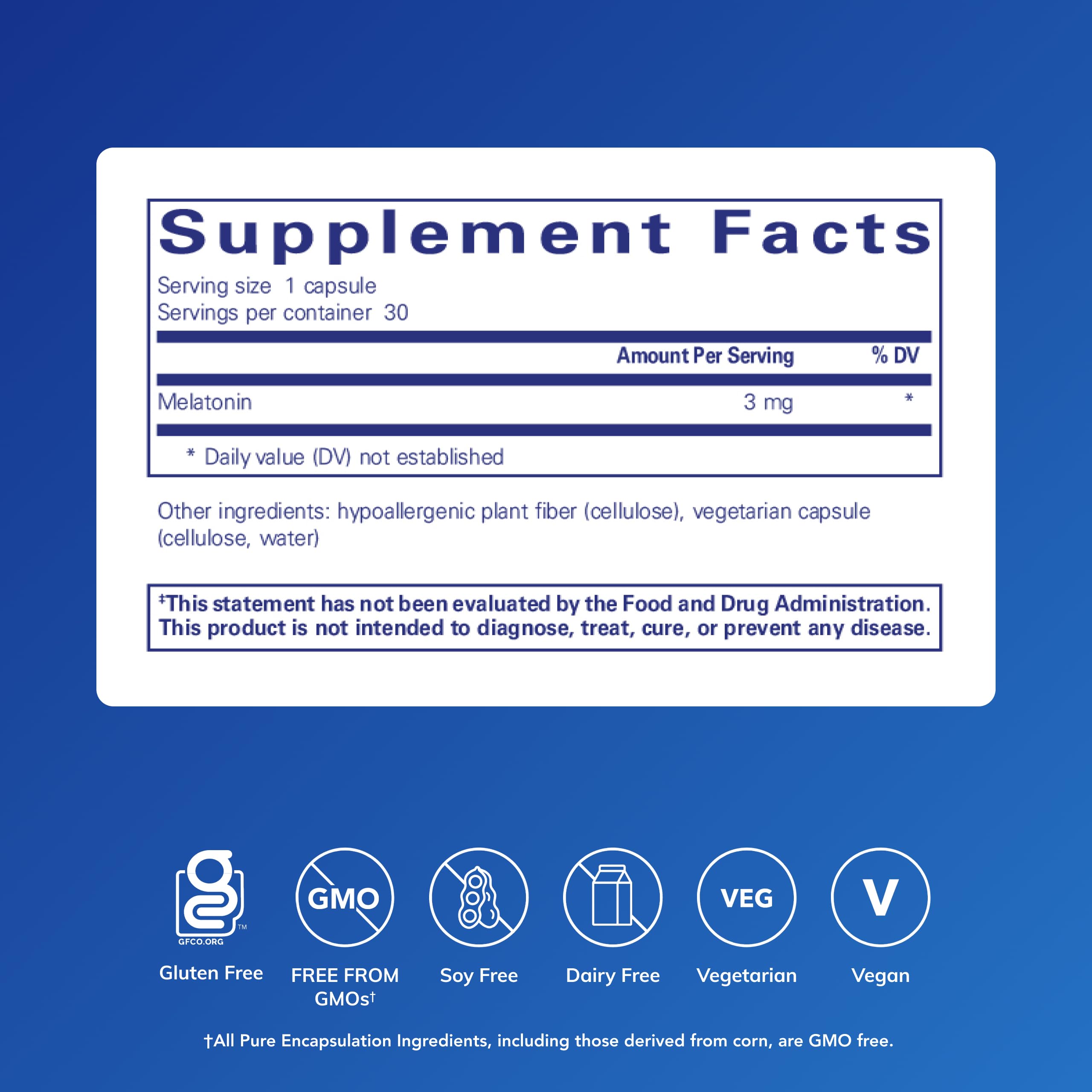 Pure Encapsulations Melatonin 3 mg capsule close-up