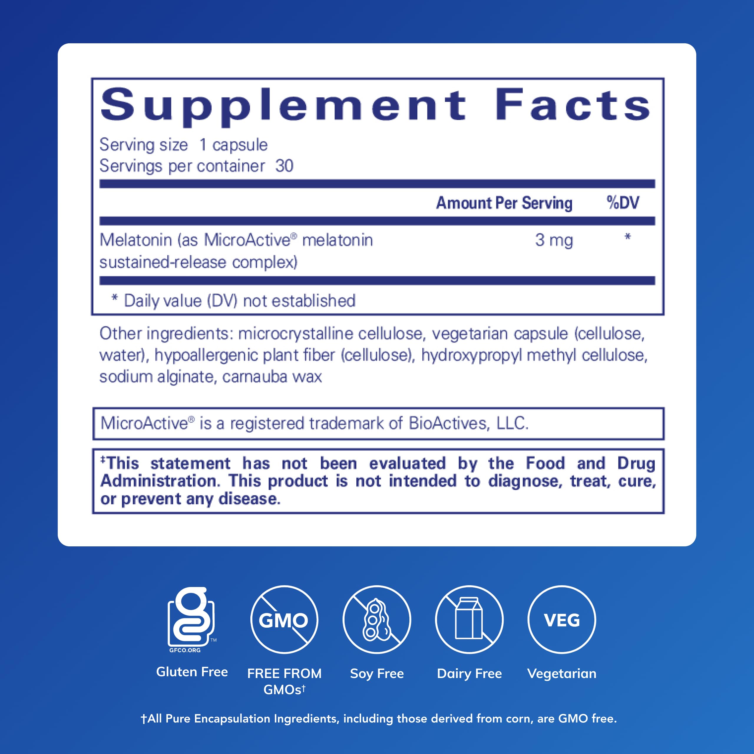 Pure Encapsulations Melatonin-SR 30 Capsules side view