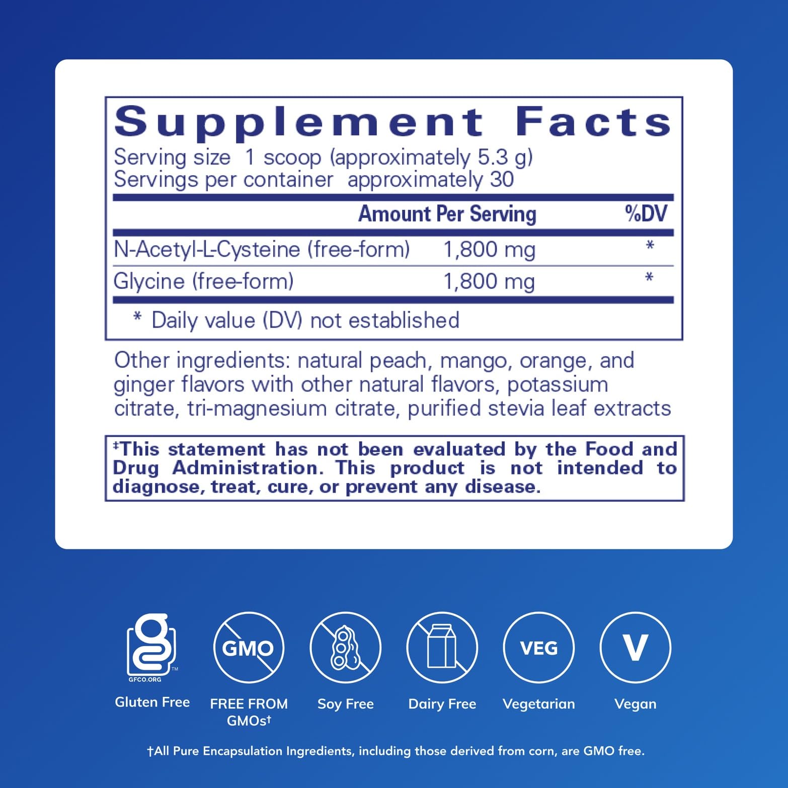 Pure Encapsulations NAC Glycine Blend 1800mg Powder packaging