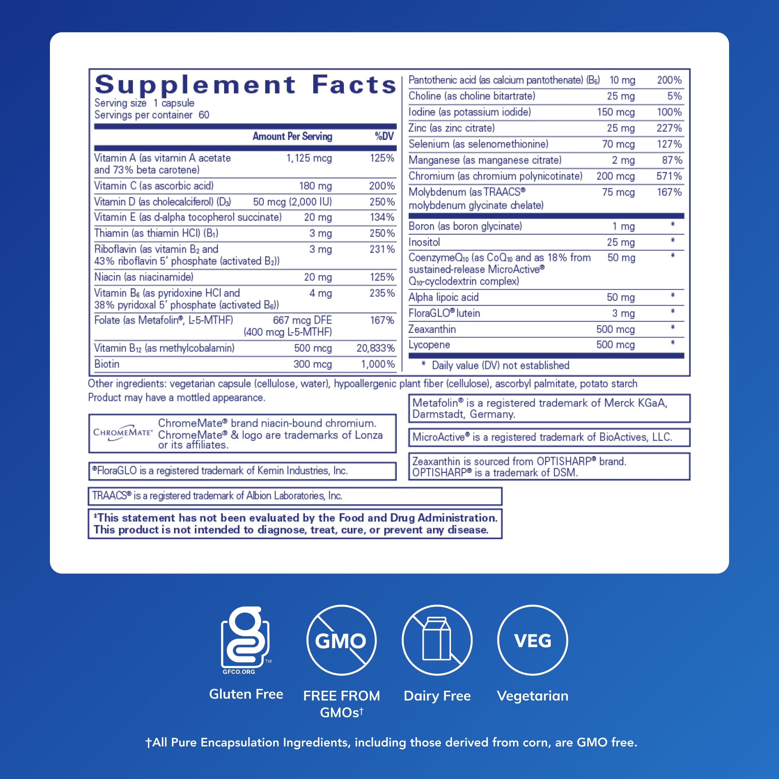Pure Encapsulations O.N.E. Multivitamin packaging side view