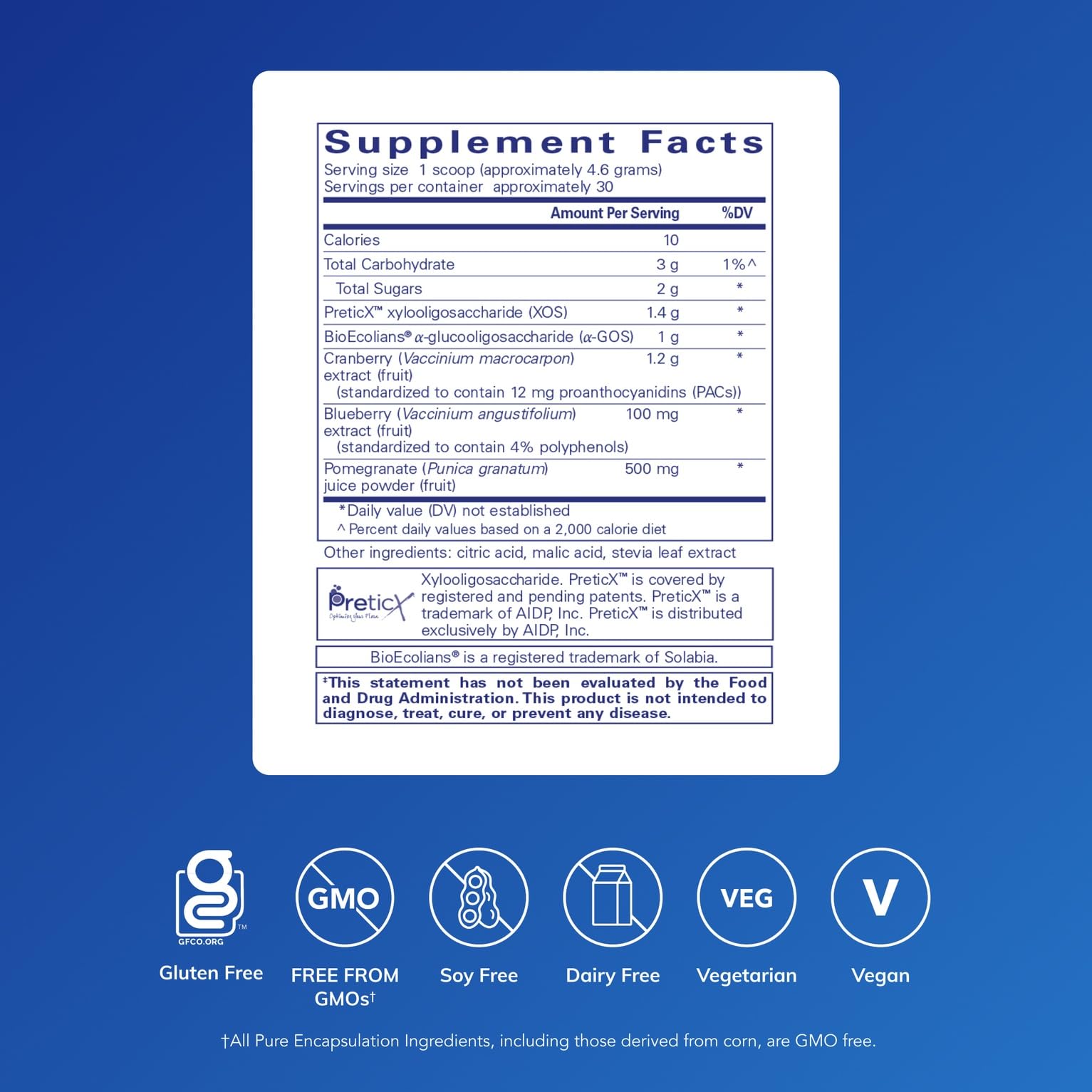 Pure Encapsulations Prebiotic Blend 181g powder side view
