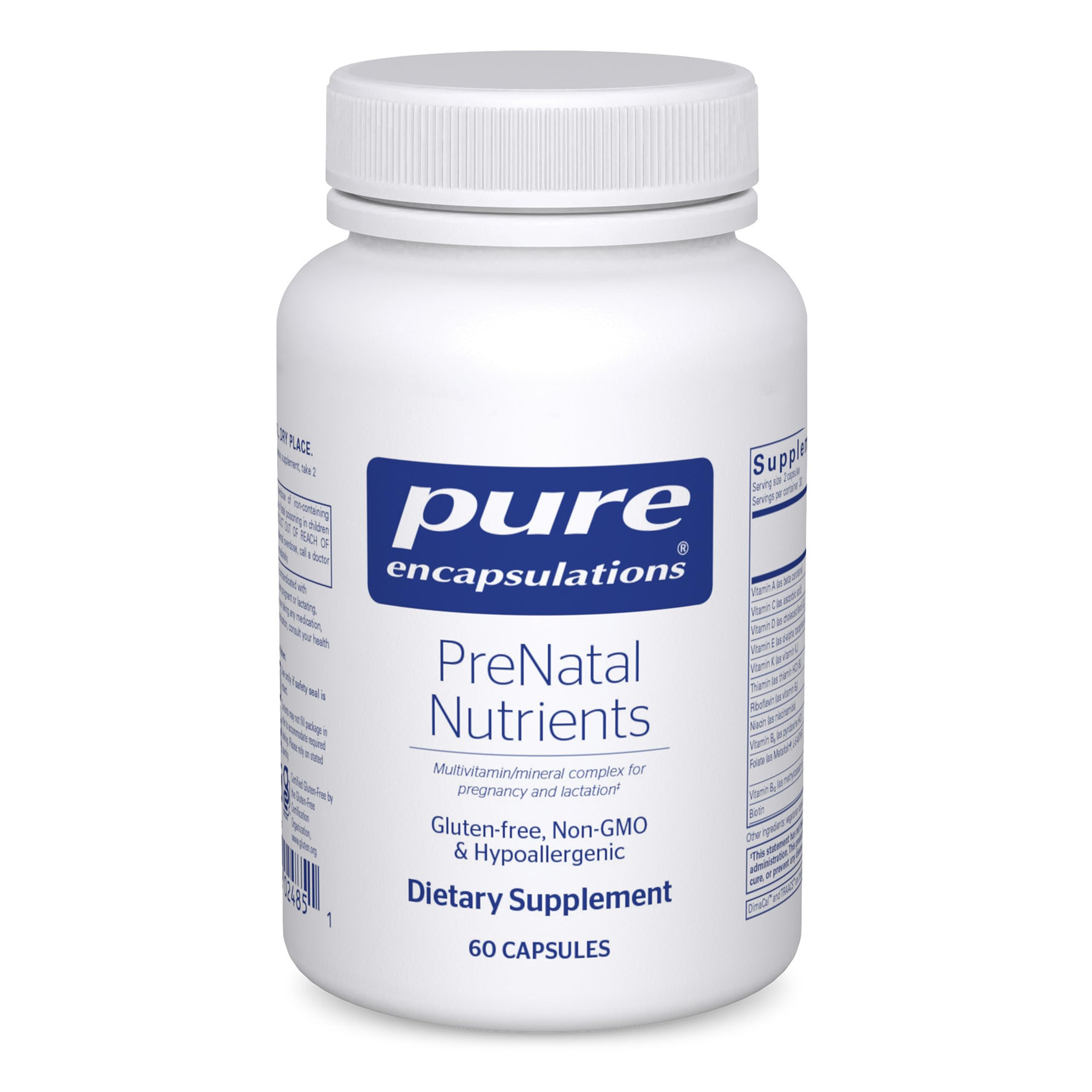 Pure Encapsulations Prenatal Vitamin 60 Capsules front view