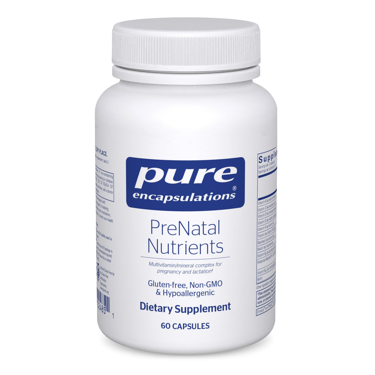 Pure Encapsulations Prenatal Vitamin 60 Capsules front view