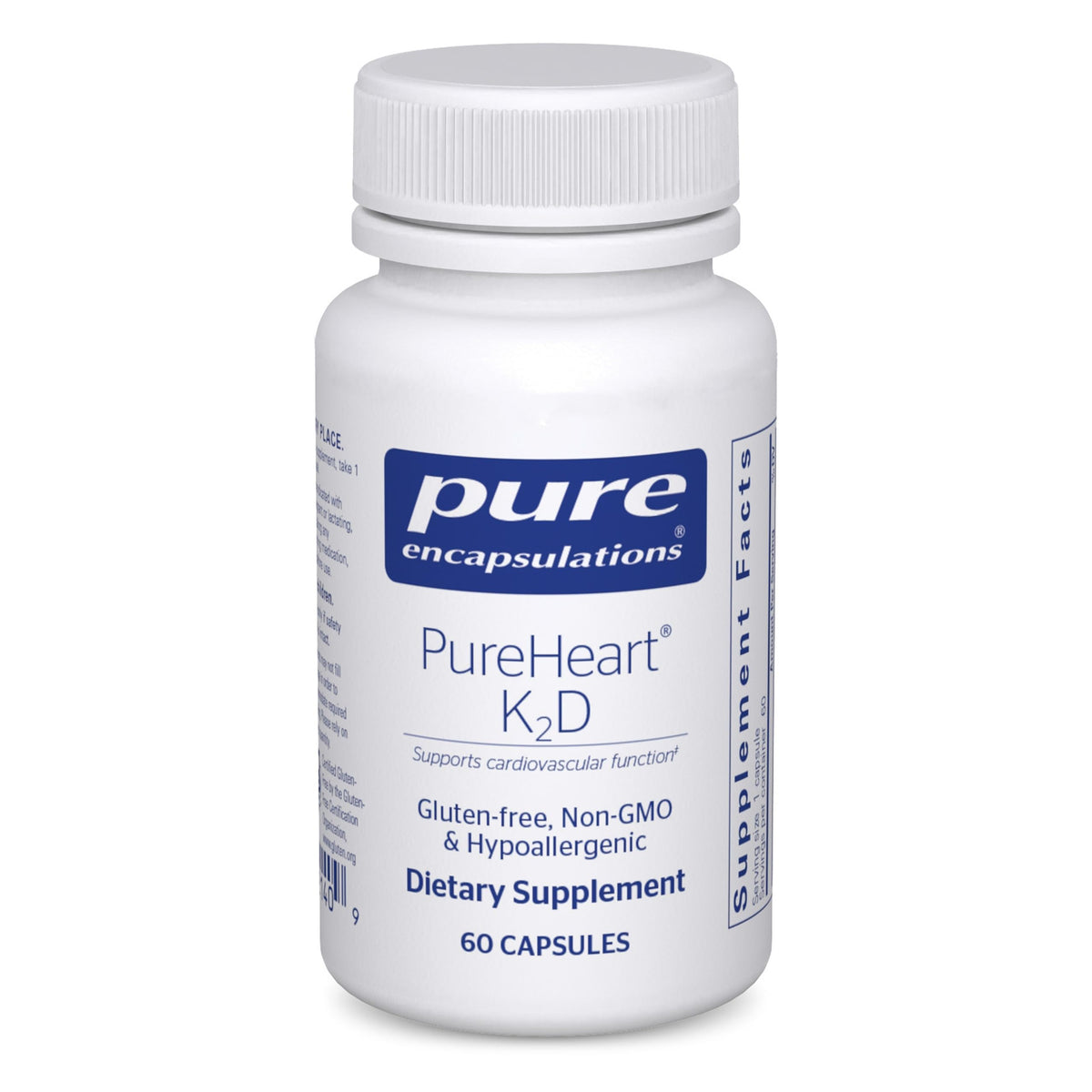 Pure Encapsulations PureHeart K2D vitamin D3 and K2 capsules front view