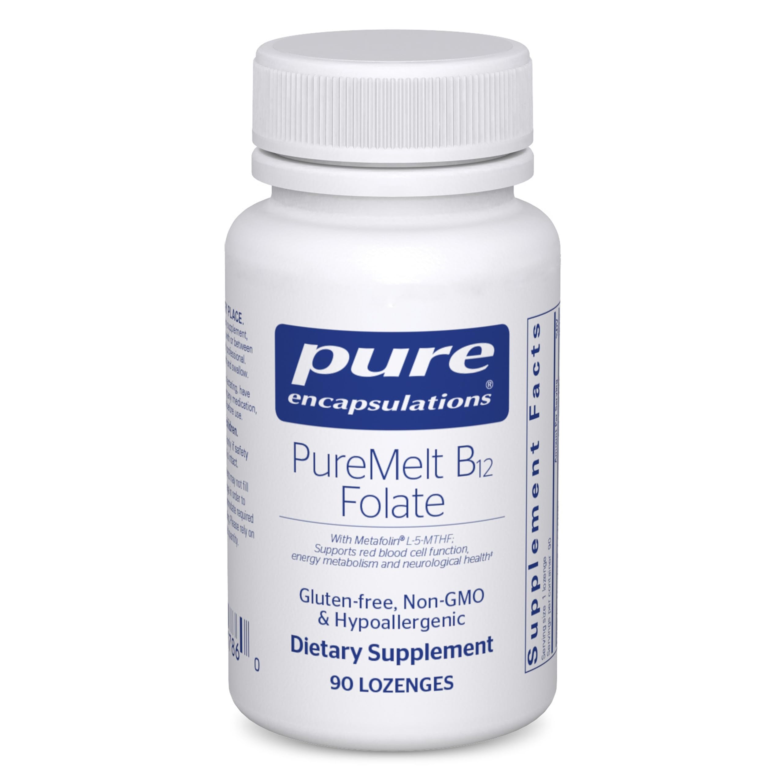 Pure Encapsulations PureMelt B12 Folate 1000 mcg lozenge front view