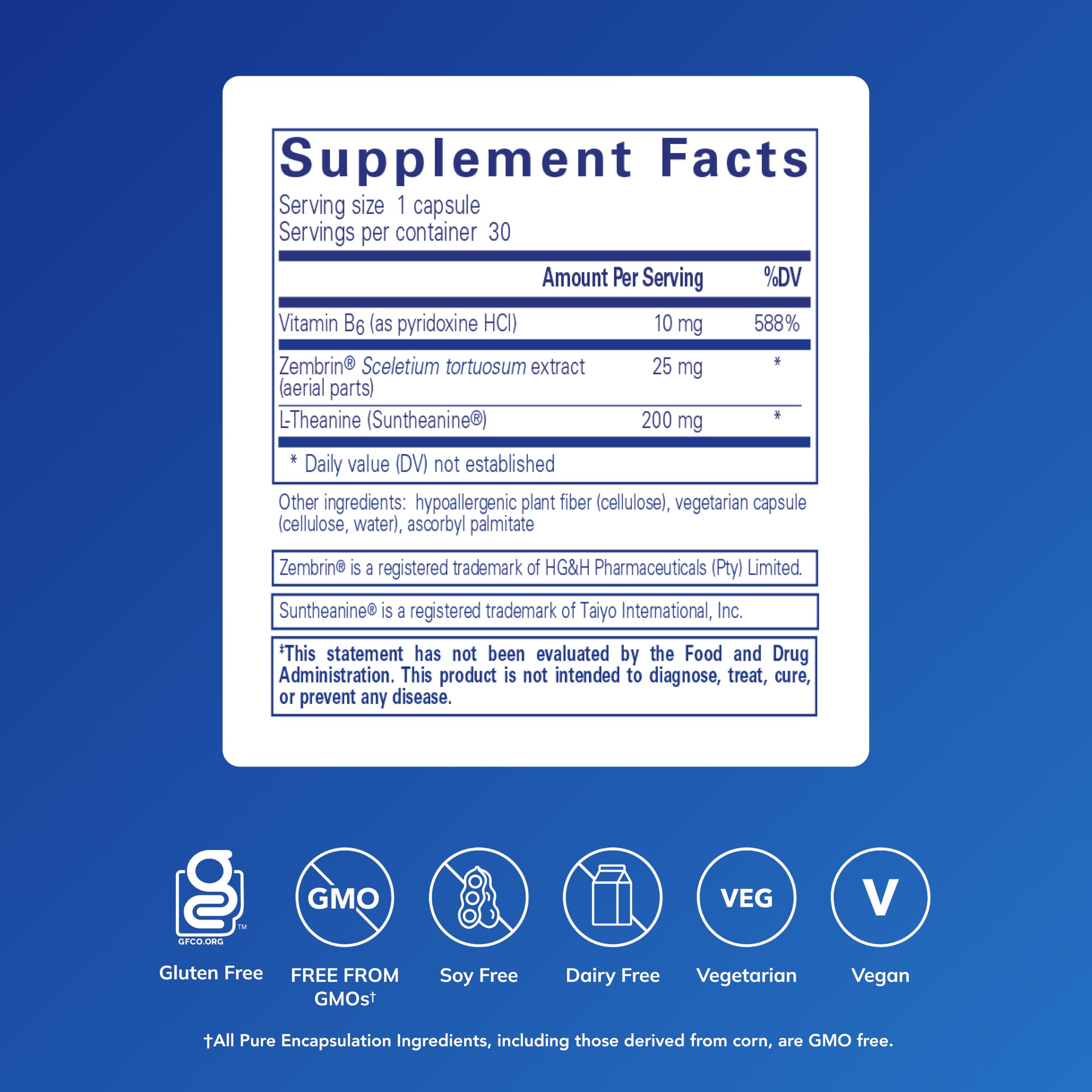 Pure Encapsulations Rapid Calm 60 Capsules side view