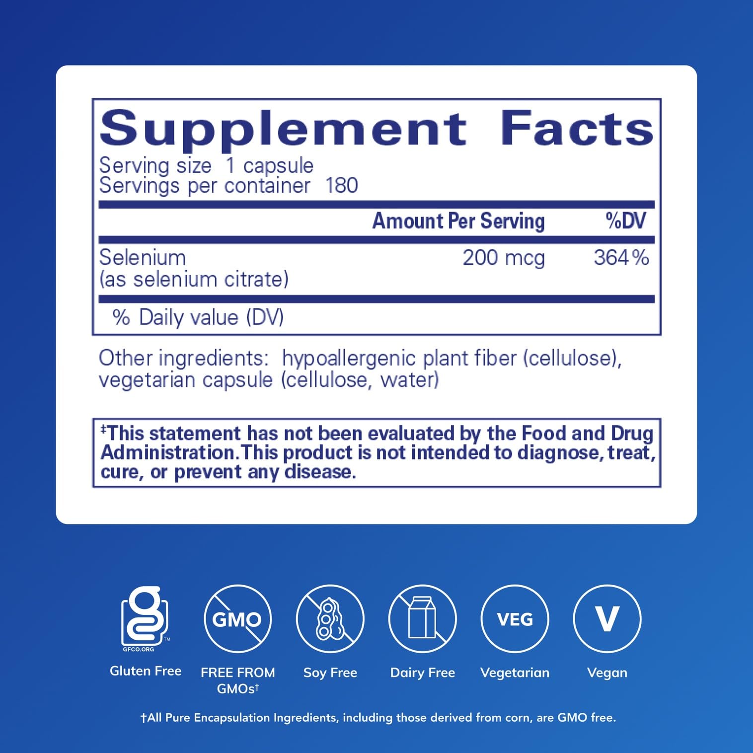 Pure Encapsulations Selenium Citrate capsule side view
