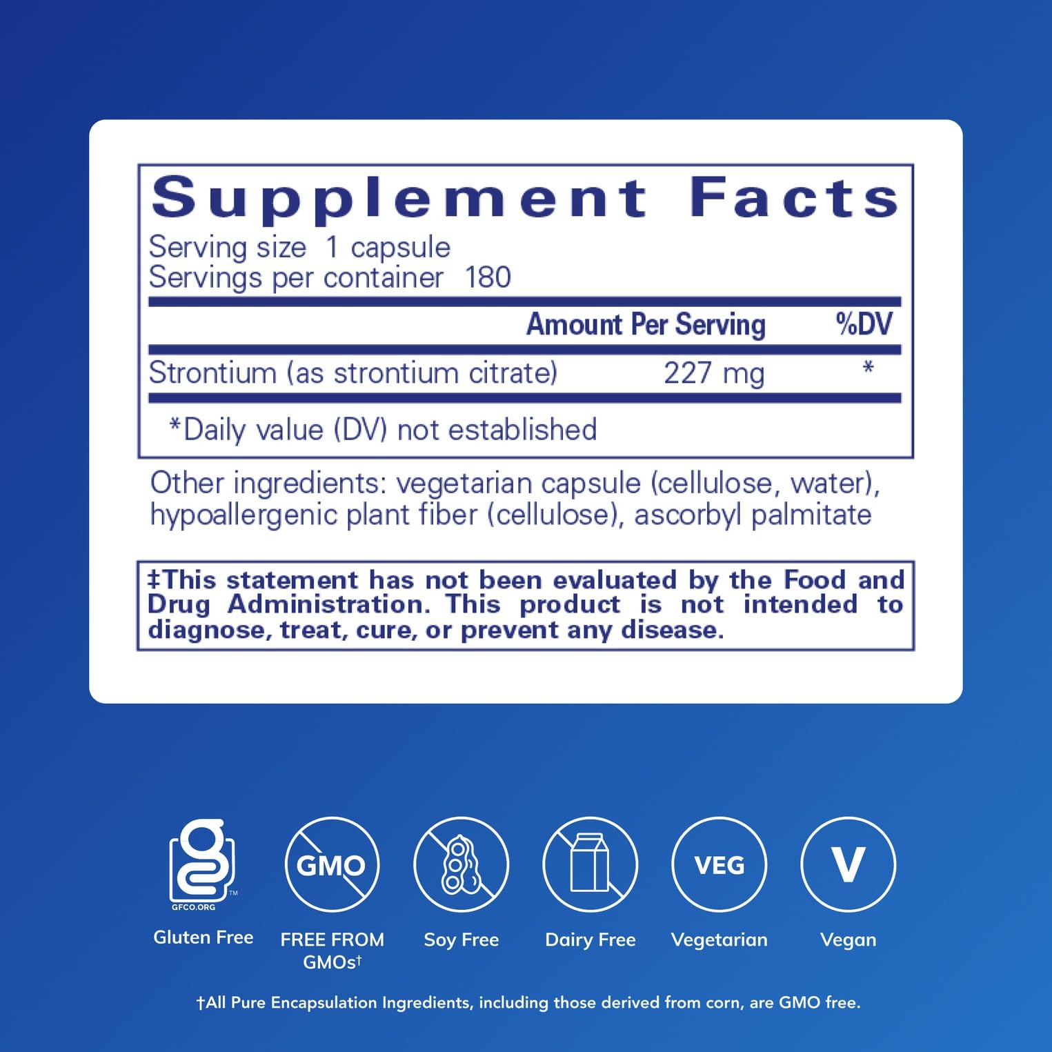 Pure Encapsulations Strontium Citrate 227mg capsule close-up