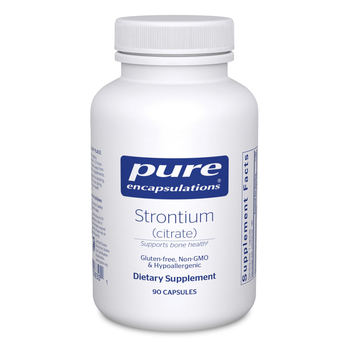 Pure Encapsulations Strontium Citrate 227mg supplement front view
