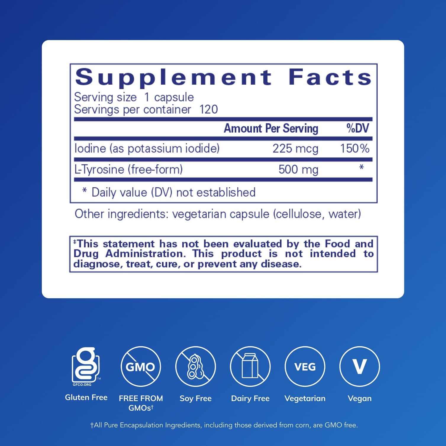 Pure Encapsulations Thyroid Extract supplement bottle side view