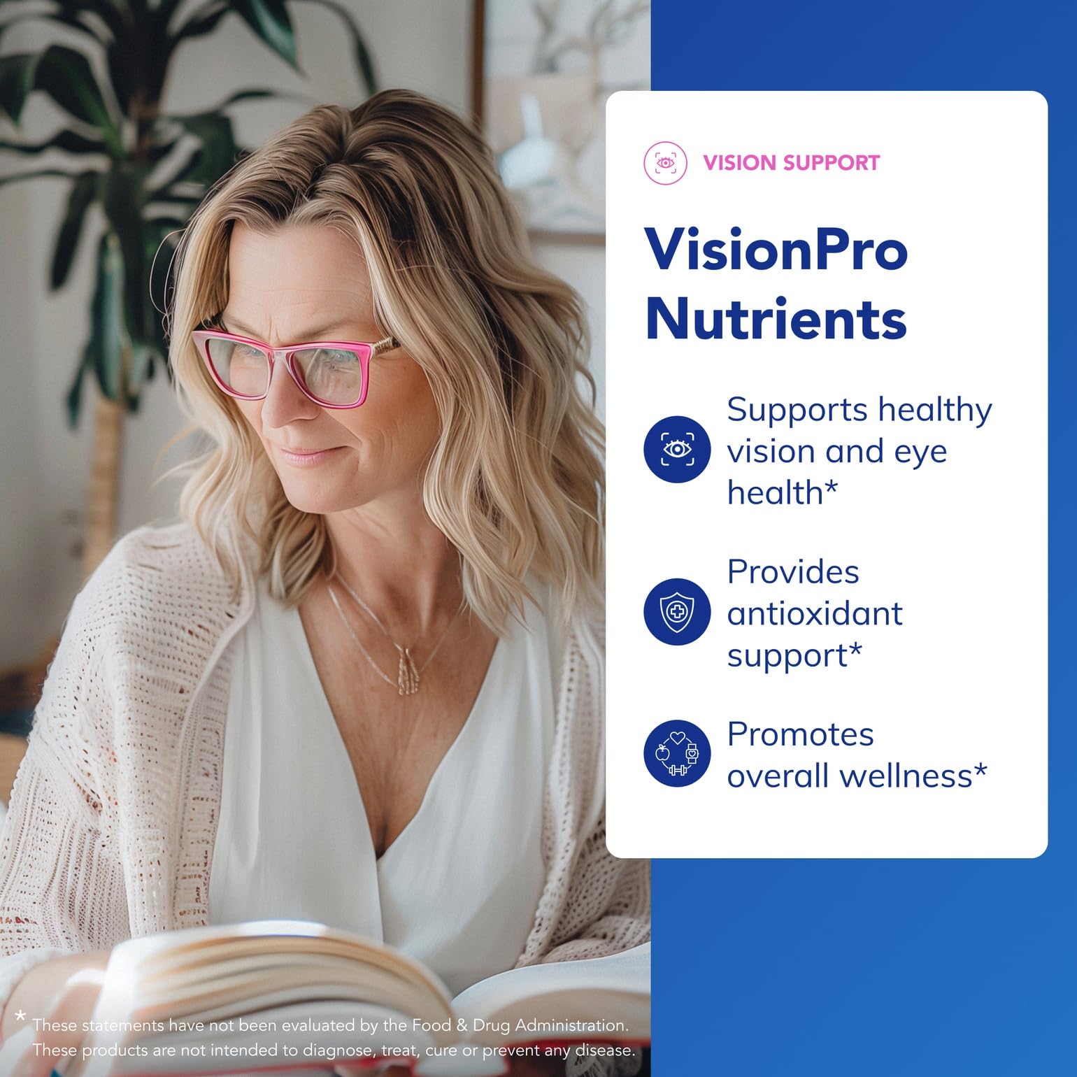 Pure Encapsulations VisionPro Nutrients 68g capsules on a wooden surface