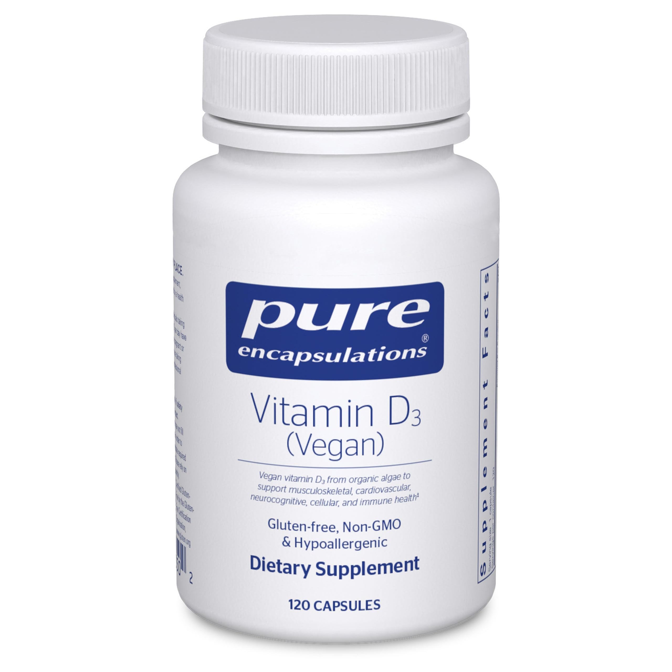Pure Encapsulations Vitamin D3 50 mcg organic vegan capsules front view