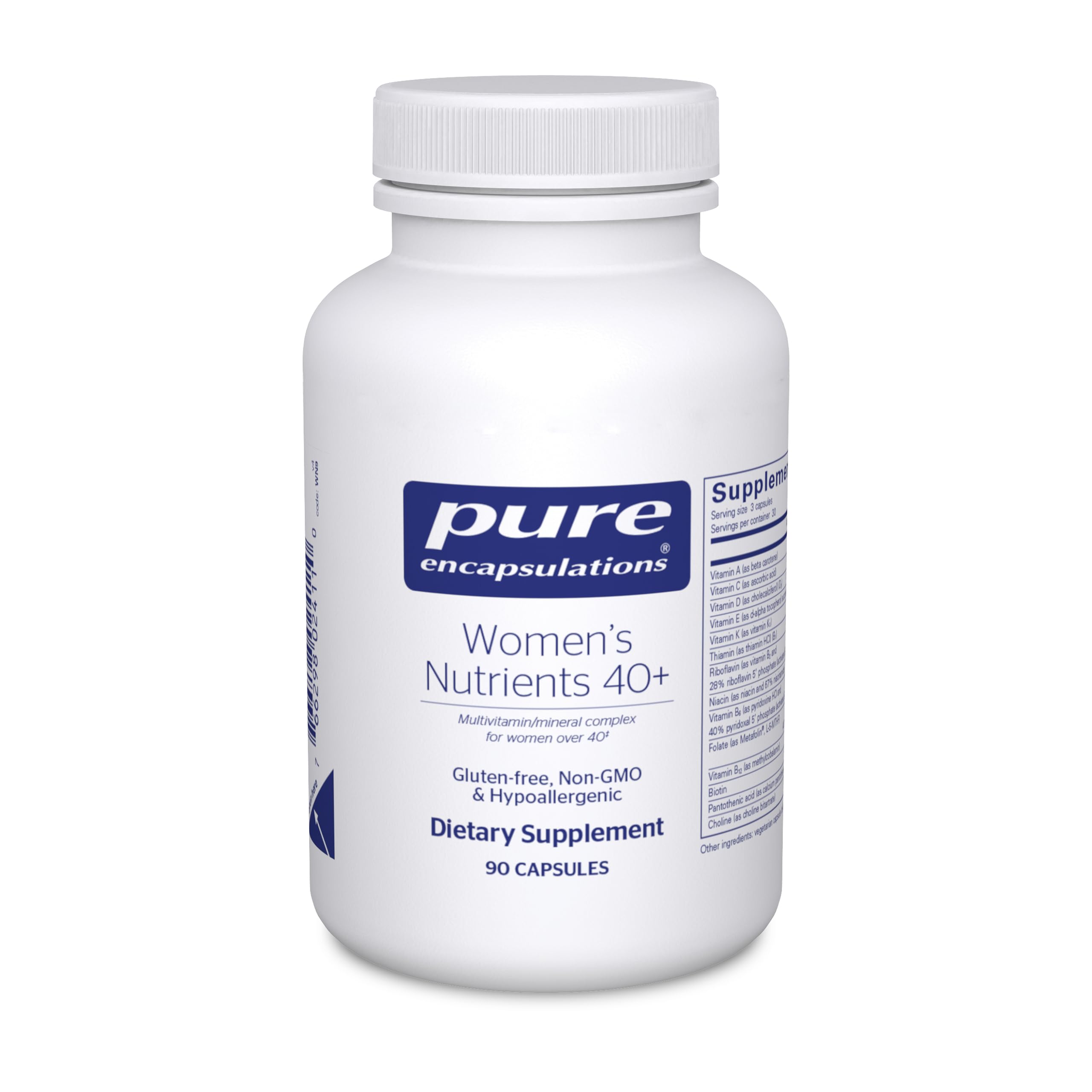 Pure Encapsulations Women's Nutrients 40+ multivitamin capsules front view