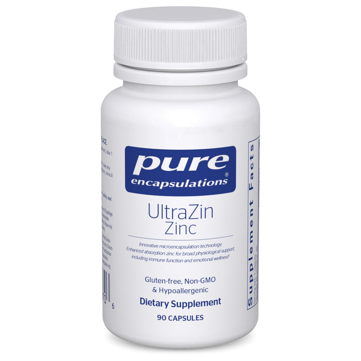 Pure Encapsulations Zinc Microencapsulated 90 Capsules front view