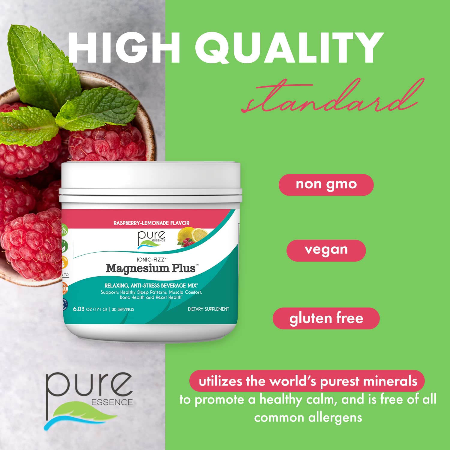 PURE ESSENCE LABS Ionic-Fizz Magnesium Plus powder in Orange-Vanilla flavour