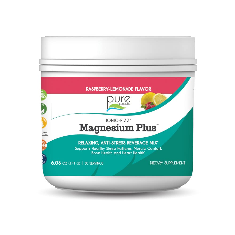 PURE ESSENCE LABS Ionic-Fizz Magnesium Plus powder packaging front view