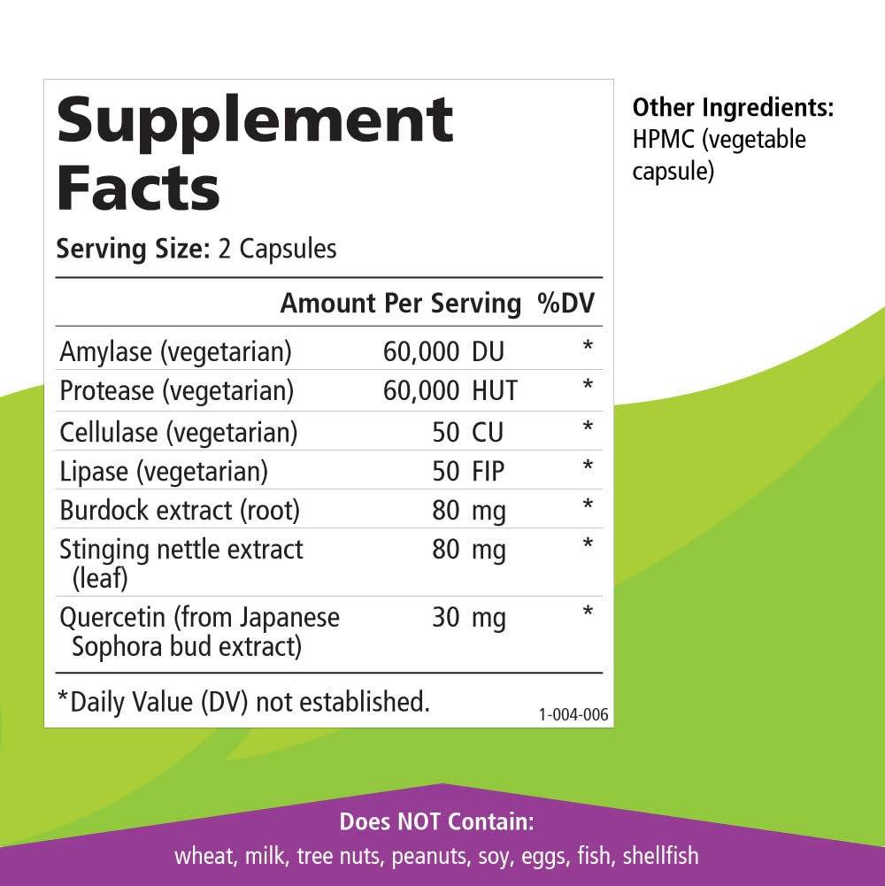 PURE ESSENCE LABS Multi-Enzyme Allergy Support ingredients close-up
