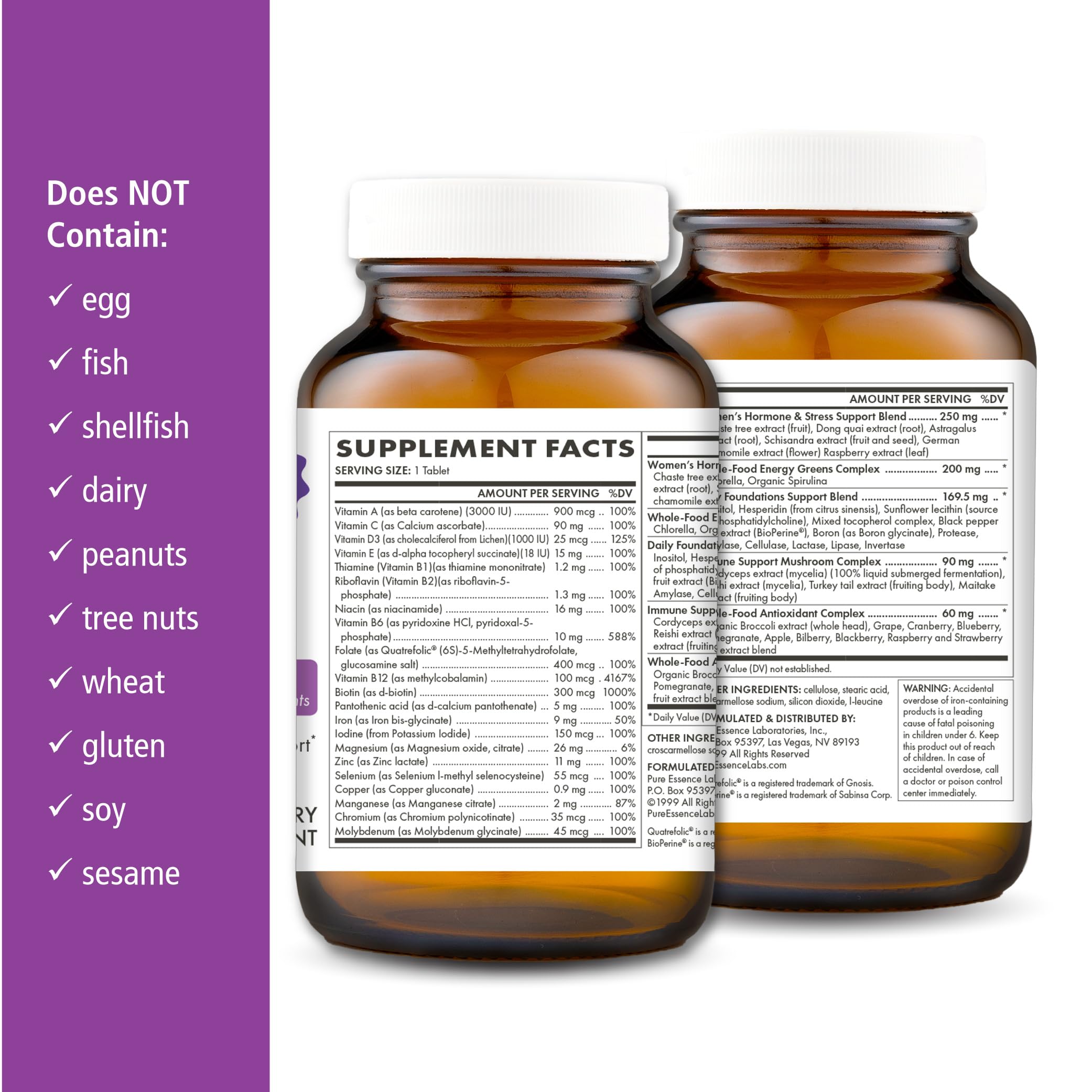PURE ESSENCE LABS Multivitamin Supplement for Women side view