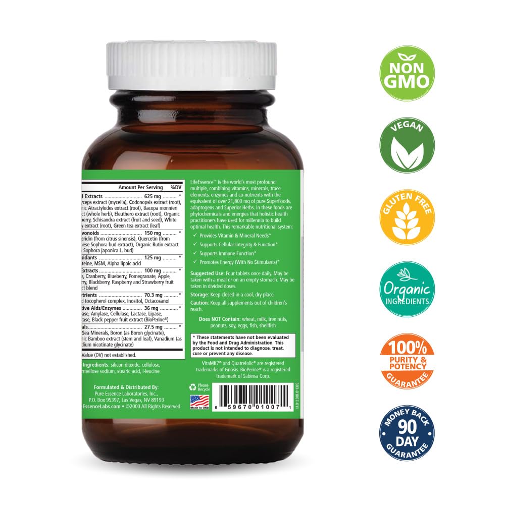PURE ESSENCE LABS Multivitamins 120 Tablets side view