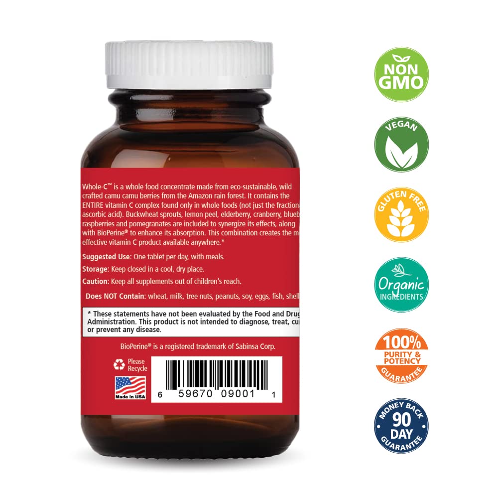 PURE ESSENCE LABS Whole-C Vitamin C Supplement tablets close-up