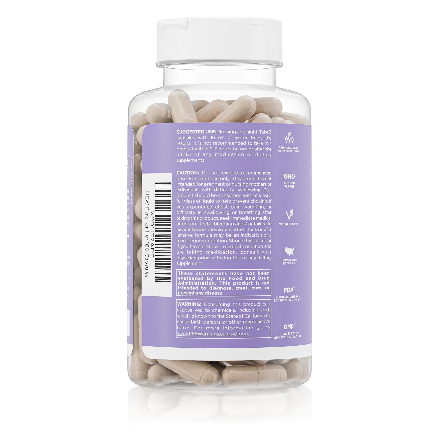 Pure for Men Stay Ready Fiber Capsules side view showing capsule size