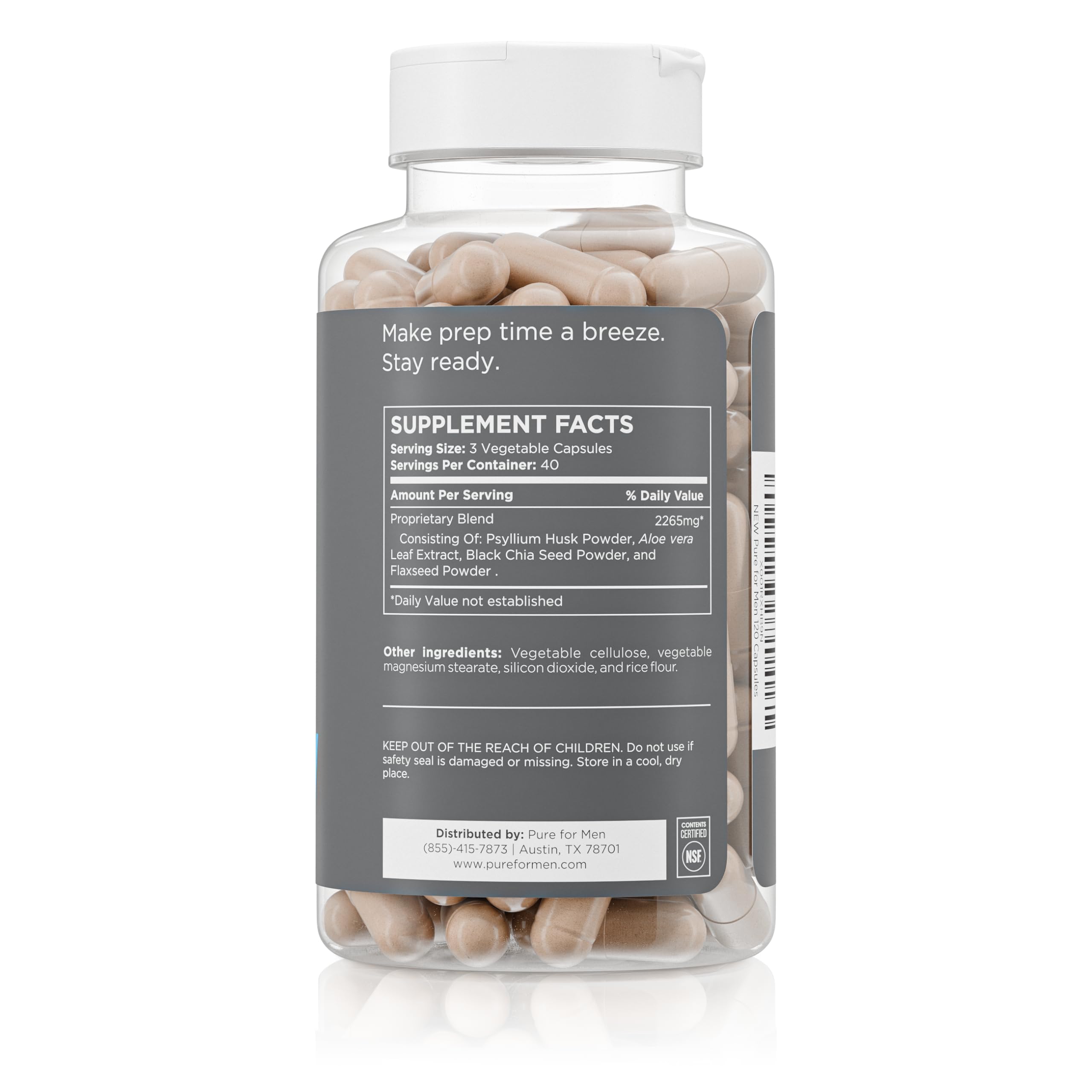 Pure for Men Stay Ready Fibre Capsules side view