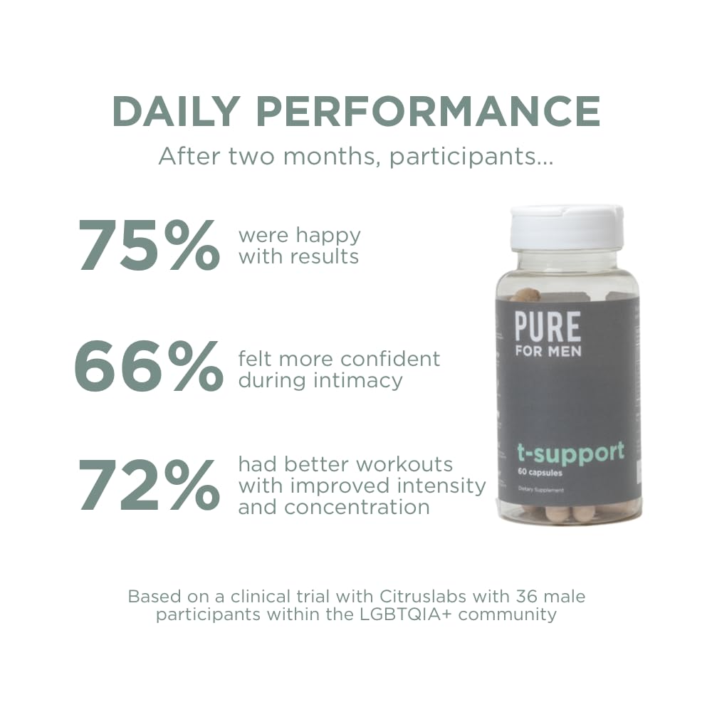 Pure for Men T-Support Supplement on a wooden table