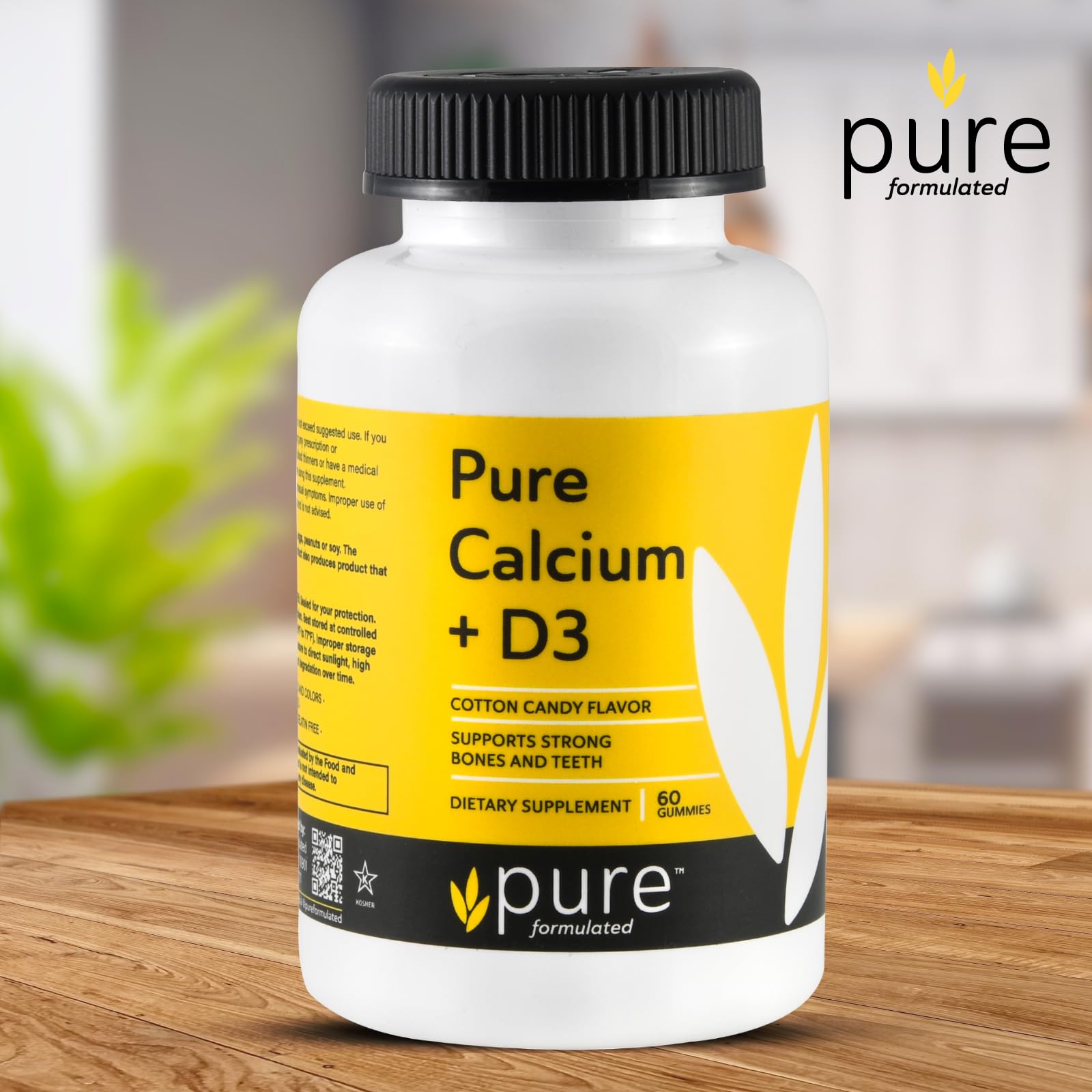 pure formulated Calcium Gummies with Vitamin D3 gummies on a table